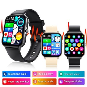 Mutoy Smartwatch, Fitness Tracker Uhr 1.69 Zoll HD Voll Touchscreen Smartwatch IP67 Wasserdicht Fitness Uhr mit Pulsmesser Schrittzähler Schlafmonitor, Stoppuhr Musiksteuerung, Temperaturmessung, Aktivitätstracker, Uhren Smart Watch für Damen Herren kompatibel iOS Android