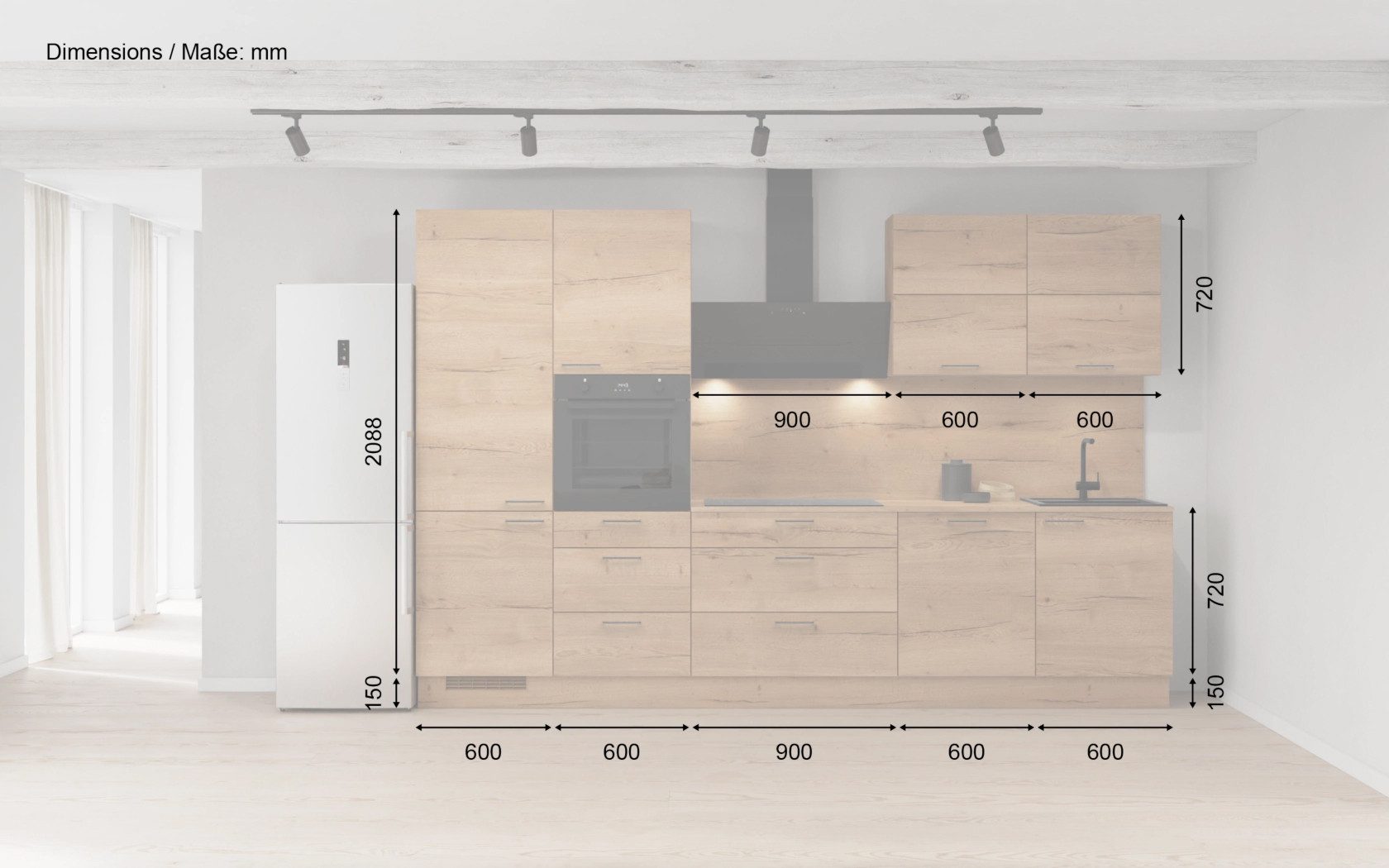 nobilia® Küchenzeile Birgit, individuell anpassbar, gratis Küchenplanung mit Profis, (Breite 330 cm), vormontiert, wahlw. mit E-Geräten, inkl. Lieferung