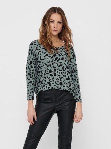 3/4-Arm-Shirt TOP ONLELCOS MOON AOP DOT ONLY Green JRS Chinois 4/5