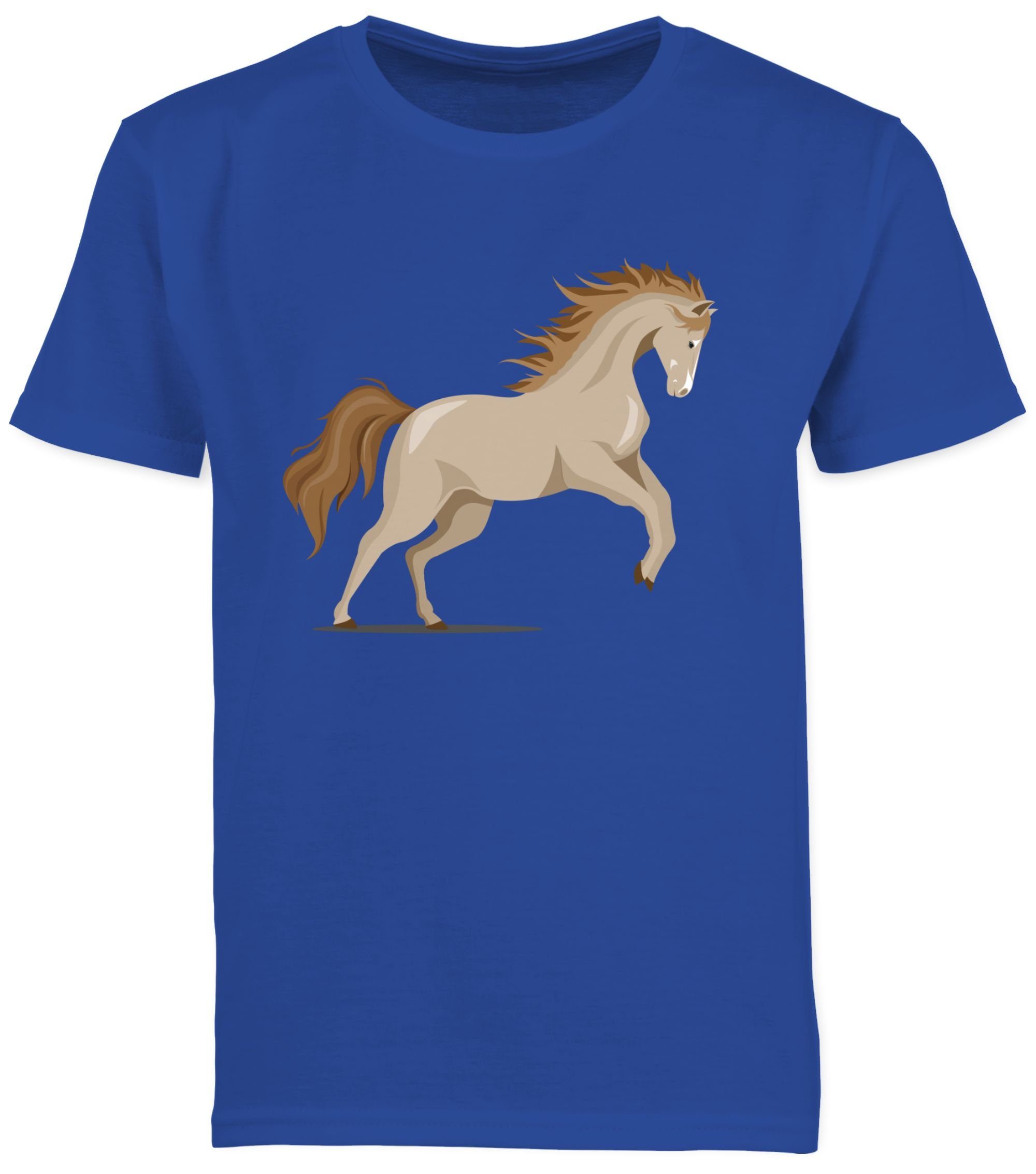 Pferd Royalblau Shirtracer T-Shirt 3 Steigend Pferd