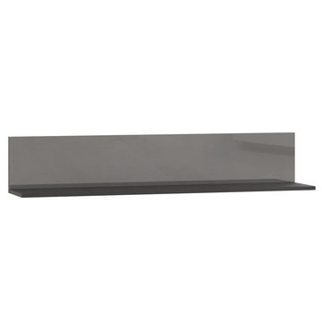 Lomadox Wandregal HOOVER-83, grau modern mit Glasfront und schwarzem Boden, B/H/T: ca. 120/22/24 cm