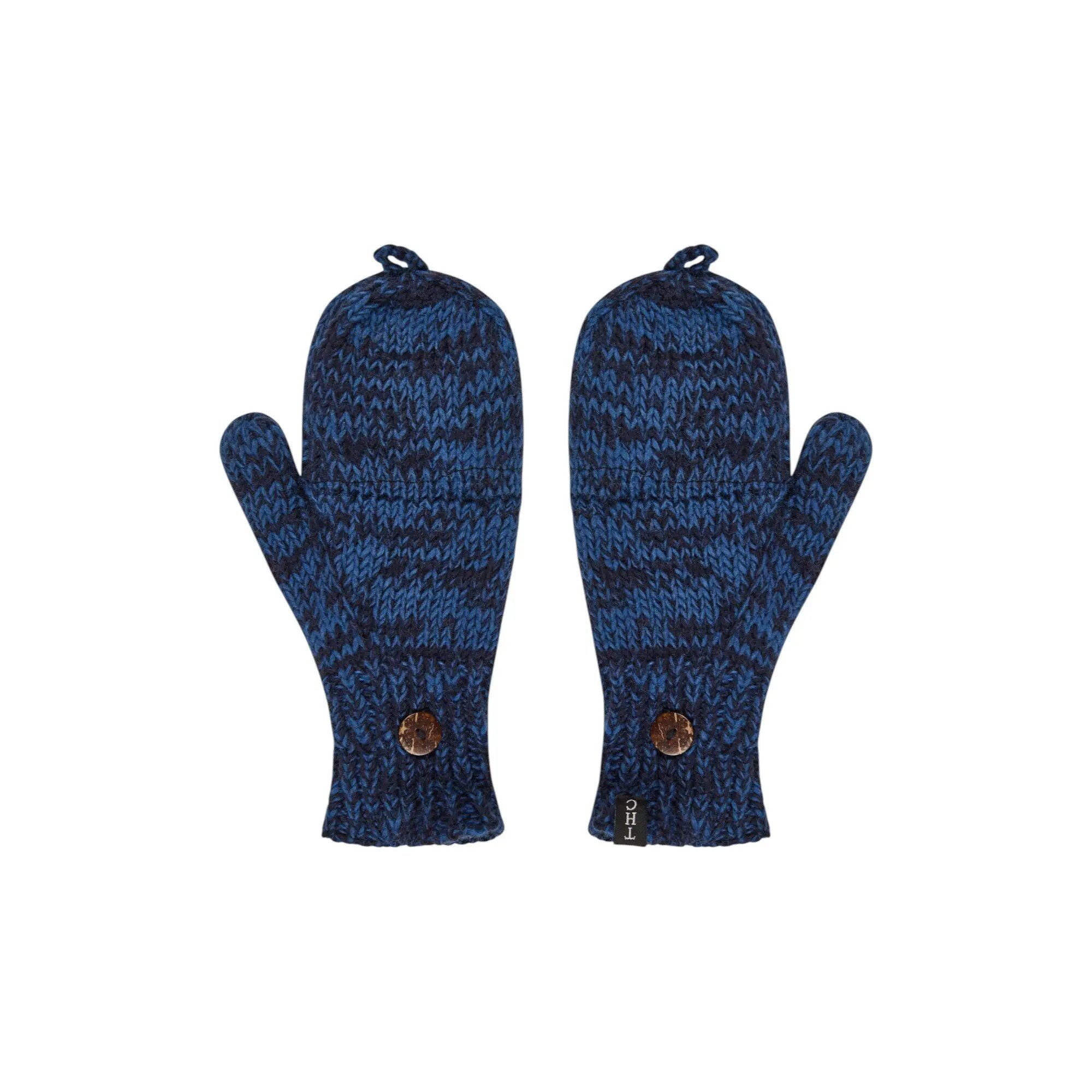THC Natural Line Strickhandschuhe THC Klapphandschuhe 716 blau (1-St., 1 Paar) abklappbare Fingerspitzen
