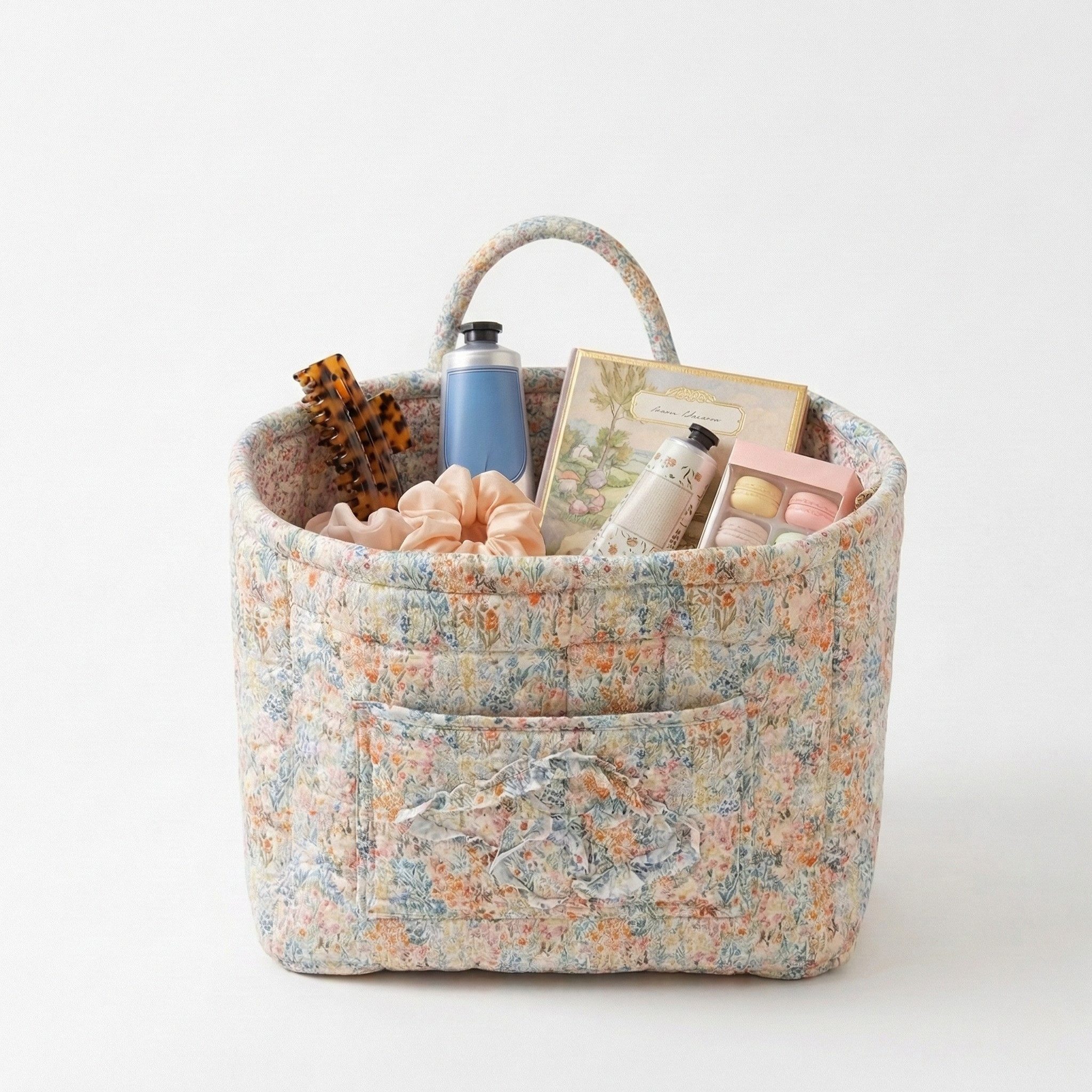 NEXORA Tragetasche Damentasche, Strandtasche, Sommertasche mit floralem Muster, gesteppt, florales Muster, mit Griffen