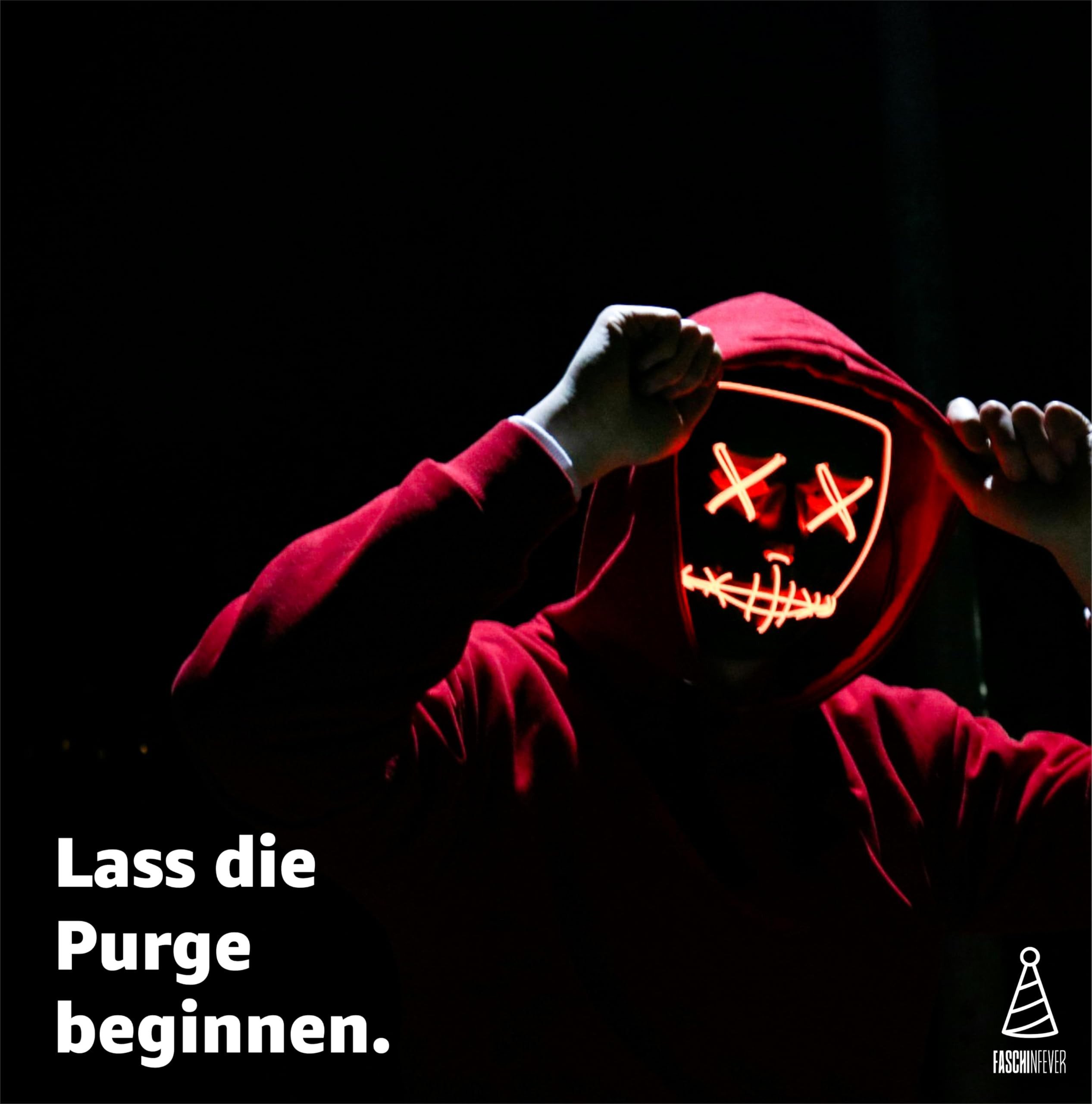 FASCHINFEVER Verkleidungsmaske LED Purge Maske - Halloween Kostüm Herren Halloween Maske, (Packung), mit Lichteffekten