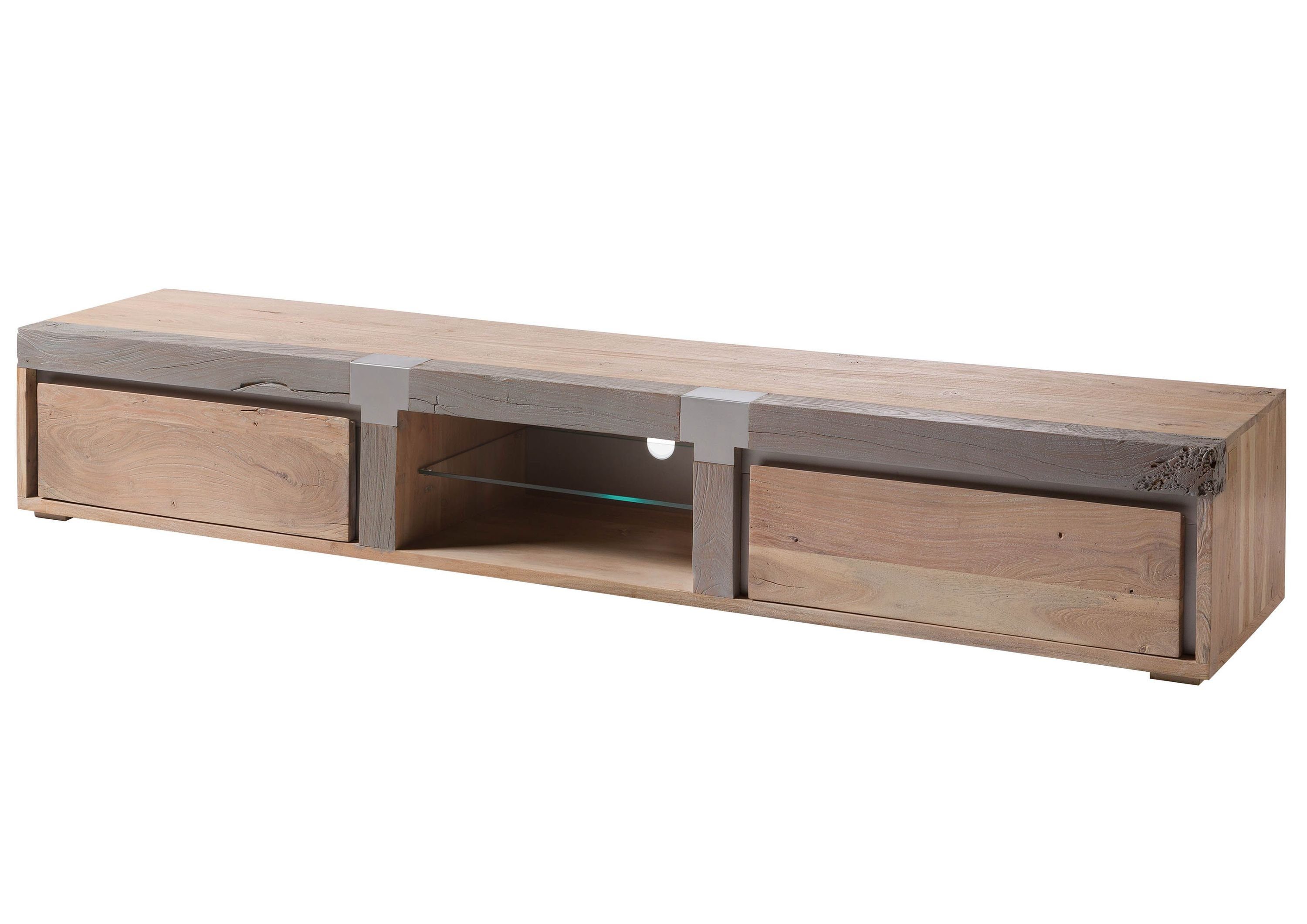 Massivmoebel24 TV-Board AMSTERDAM (Massivholz), TV-Board Akazie 240x48x39 beige lackiert Amsterdam #104