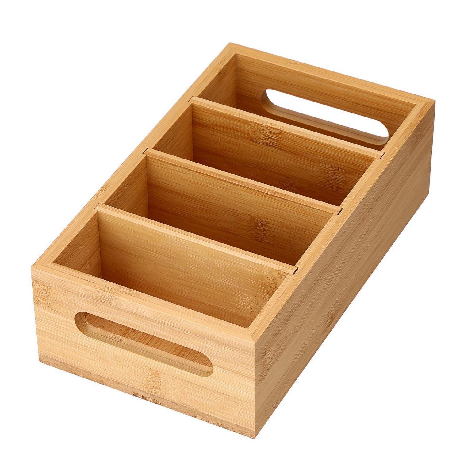 LuxusKollektion Gewürzregal Küche Gewürz Organizer Bambus 4 Fächer 26cm