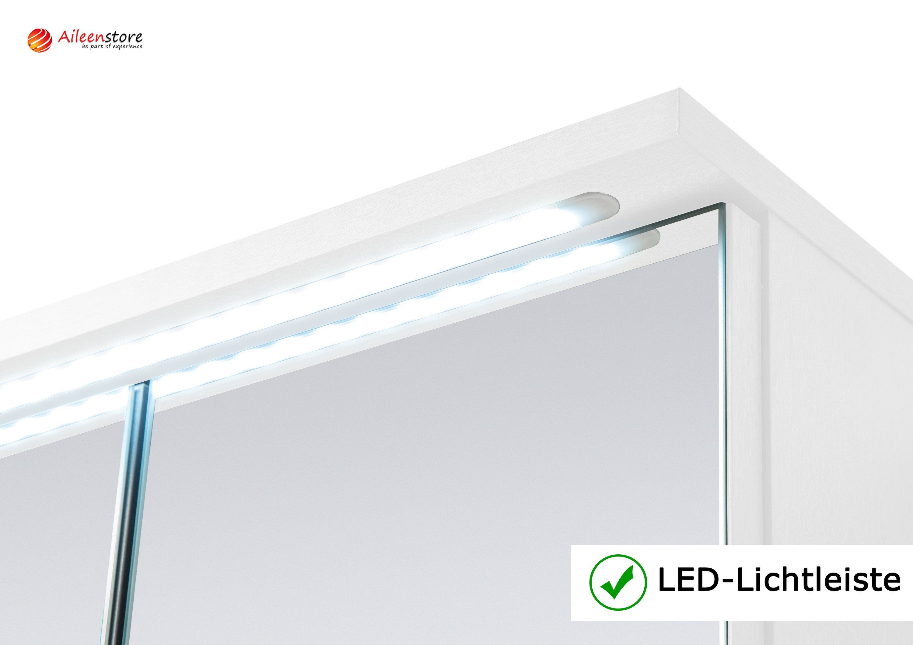 80 LED-Beleuchtung Schalter-/Steckdosenbox, Aileenstore DUO cm, Spiegelschrank Breite