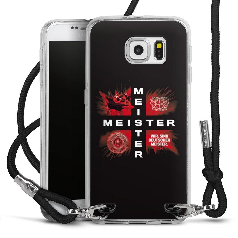 DeinDesign Handyhülle Bayer 04 Leverkusen Meister Offizielles Lizenzprodukt, Samsung Galaxy S6 Handykette Hülle mit Band Case zum Umhängen