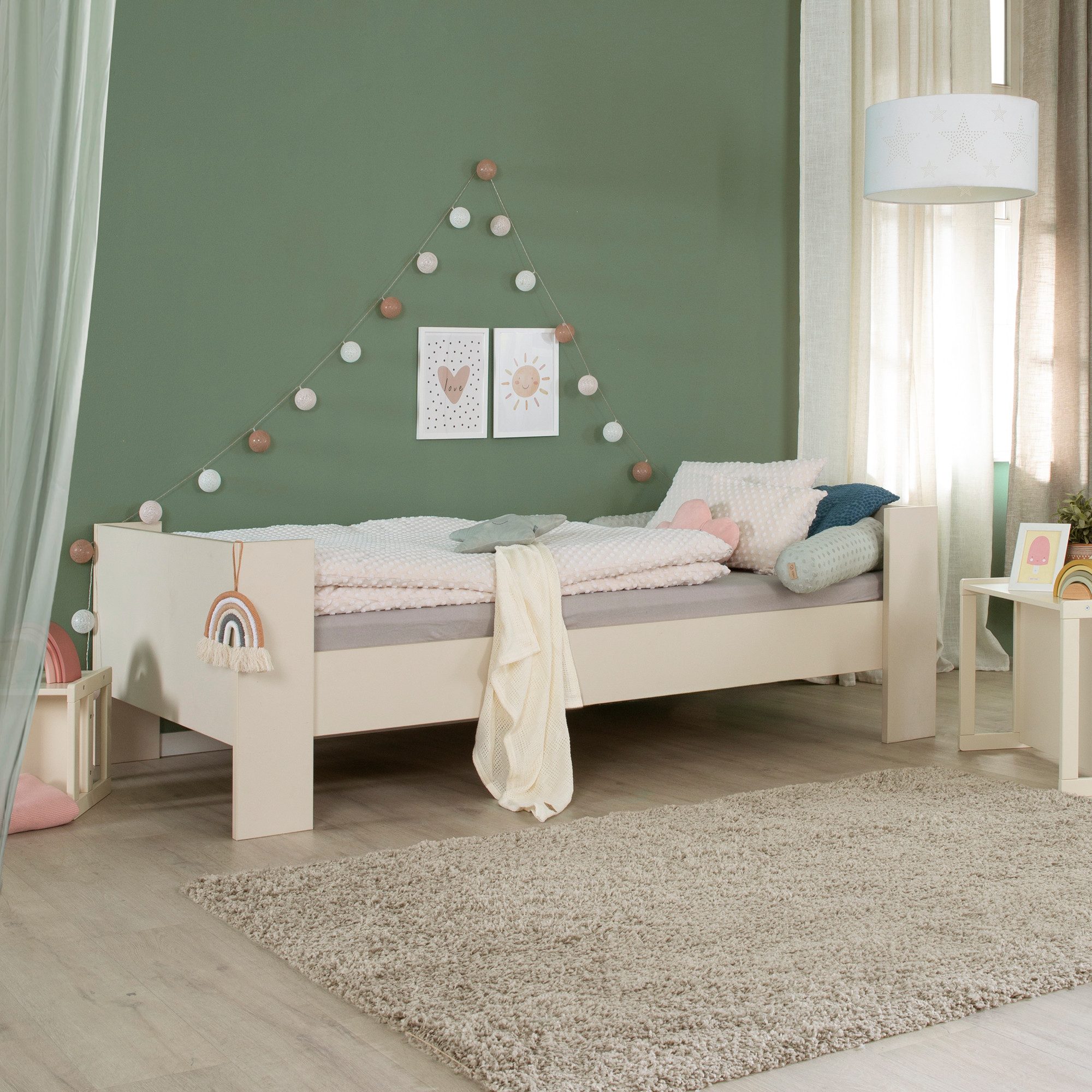 roba® Kinderbett Flexi Grow 90 x 200 cm- mitwachsendes & modulares Bett-System aus Holz (Hergestellt in Europa - Blauer Engel zertifiziert, ohne Lattenrost), Einzelbett, nutzbar als Kinder- oder Jugendbett - Cashmere / Beige