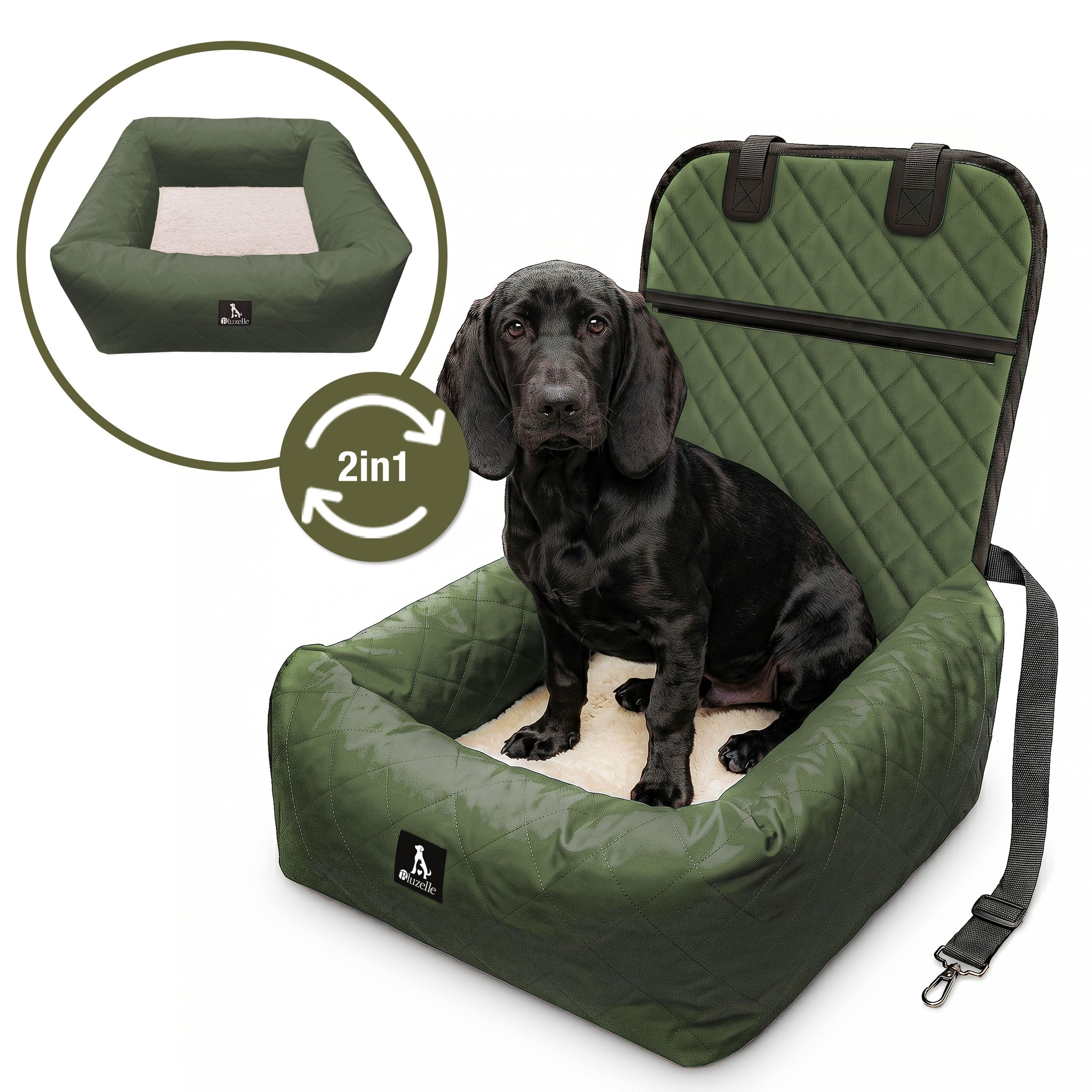 Bluzelle Hunde-Autositz Premium Hunde Autositz, 2-in-1 Hundebett, Haustier Auto Transport-Sitz, Wasserfester Oxford Stoff, Reise Hundesitz für Kleine & Mittlere Hunde / Waschbar Rutschfest