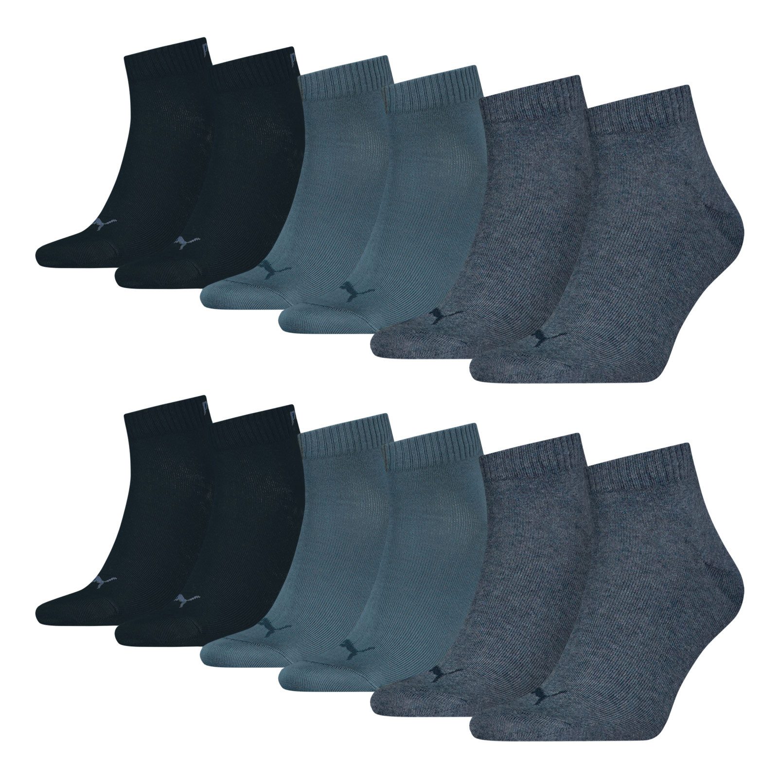 PUMA Freizeitsocken Quarter Socken (6-Paar) mit Cat-Logo und PUMA-Schriftzug