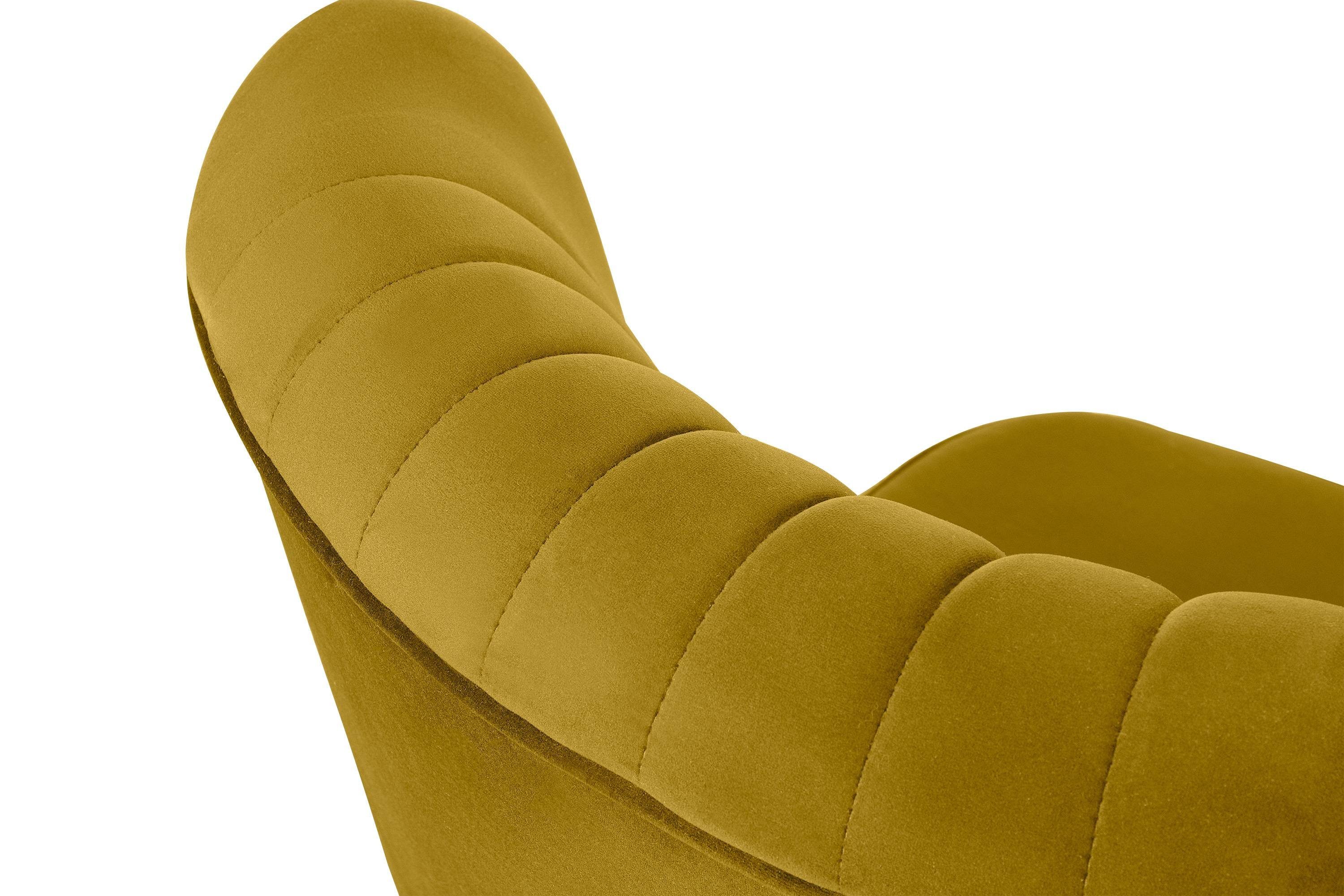 Beinen Cocktailsessel gelb/buche aus der Rückenlehne, auf gelb | Sessel, Konsimo an hohen DUCO Ziernaht Buche