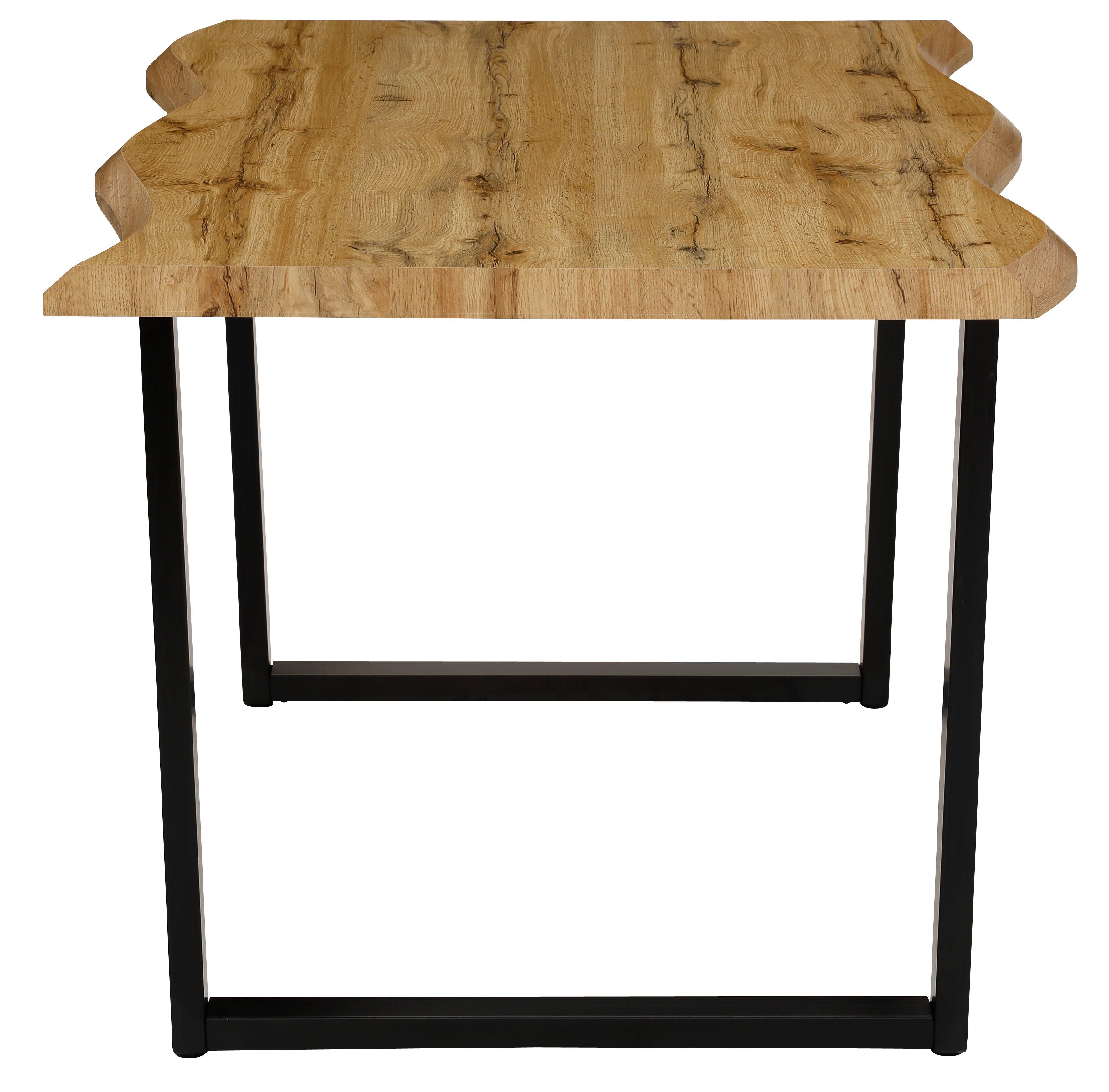 HELA Esstisch GISELLE Baumkantentisch, Küchentisch, TOPSELLER! OTTOs Choice, Kufengestell Metall, Industrial Design, 140 - 200 cm Breite, 2 Farben