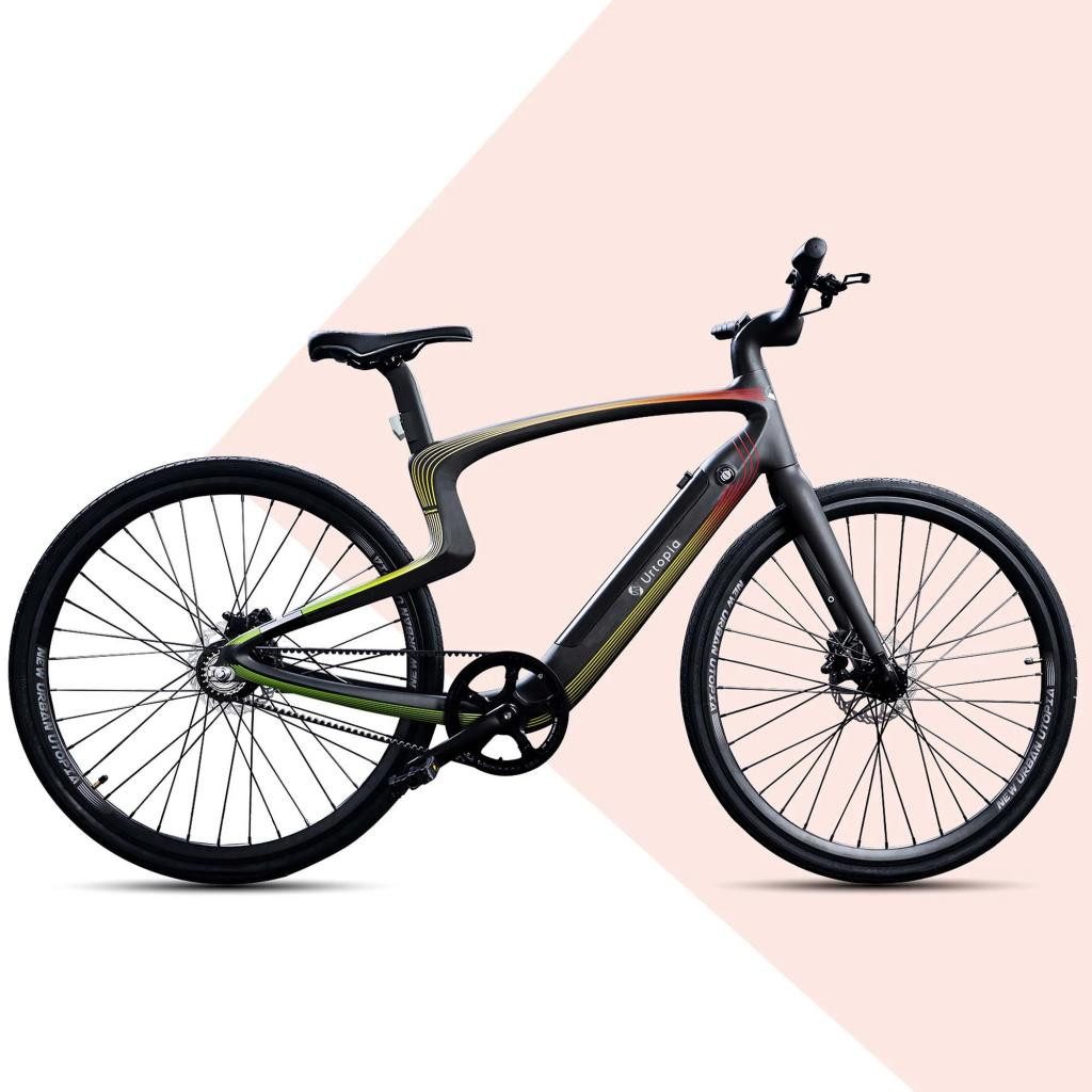 Urtopia E-Bike Urbanbike Sirius Lyra Rainbow sprachgesteuertes Voll-Carbon E-Bike Fahrrad smart, 5 Gang, 250W Motor 35Nm, 360.00 Wh, (mit Ladegerät), Fingerabrucksensor, Anti Diebstahl, GPS Tracking, entnehmbahrer Akku