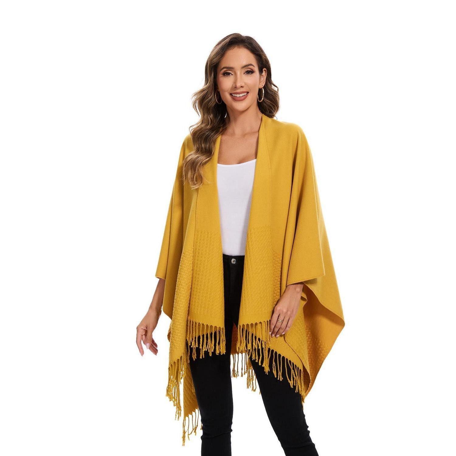 LuxusKollektion Poncho Poncho Damen Einheitsgröße Gelb (1-St)
