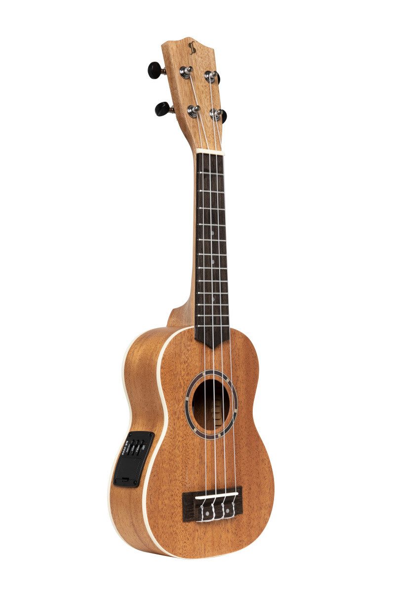 Stagg Ukulele Akustisch-elektrische Sopran-Ukulele mit Decke aus Sapele und Gigbag