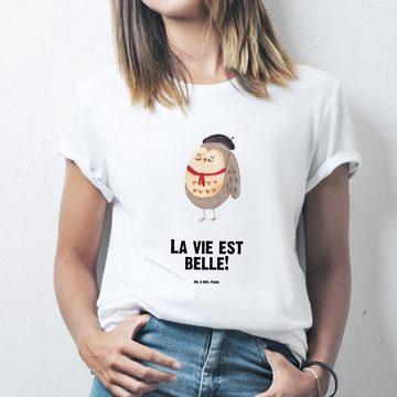 Mr. & Mrs. Panda T-Shirt Eule Französisch - Weiß - Geschenk, Owl, Damen, béret, das Leben ist (1-tlg)