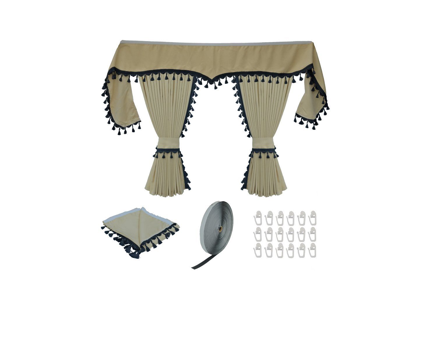 Gardinen by Justyna Verdunkelungsvorhang Lkw Gardine Beige (5 St), Kräuselb günstig online kaufen