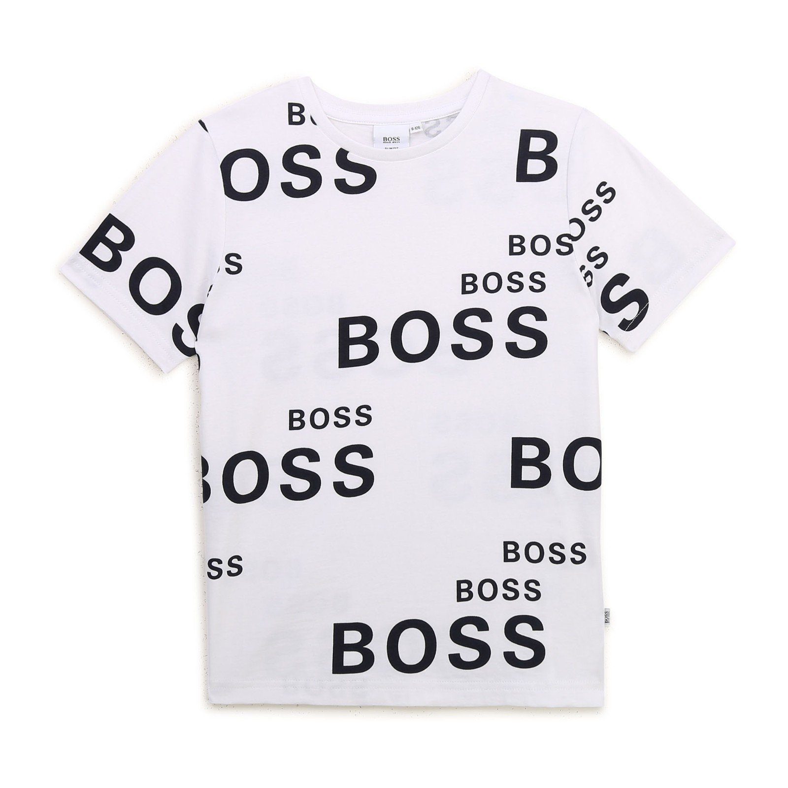 BOSS T-Shirt HUGO BOSS KidsT-Shirt weiß allover Logoprint schwarz Logo Slim  Fit