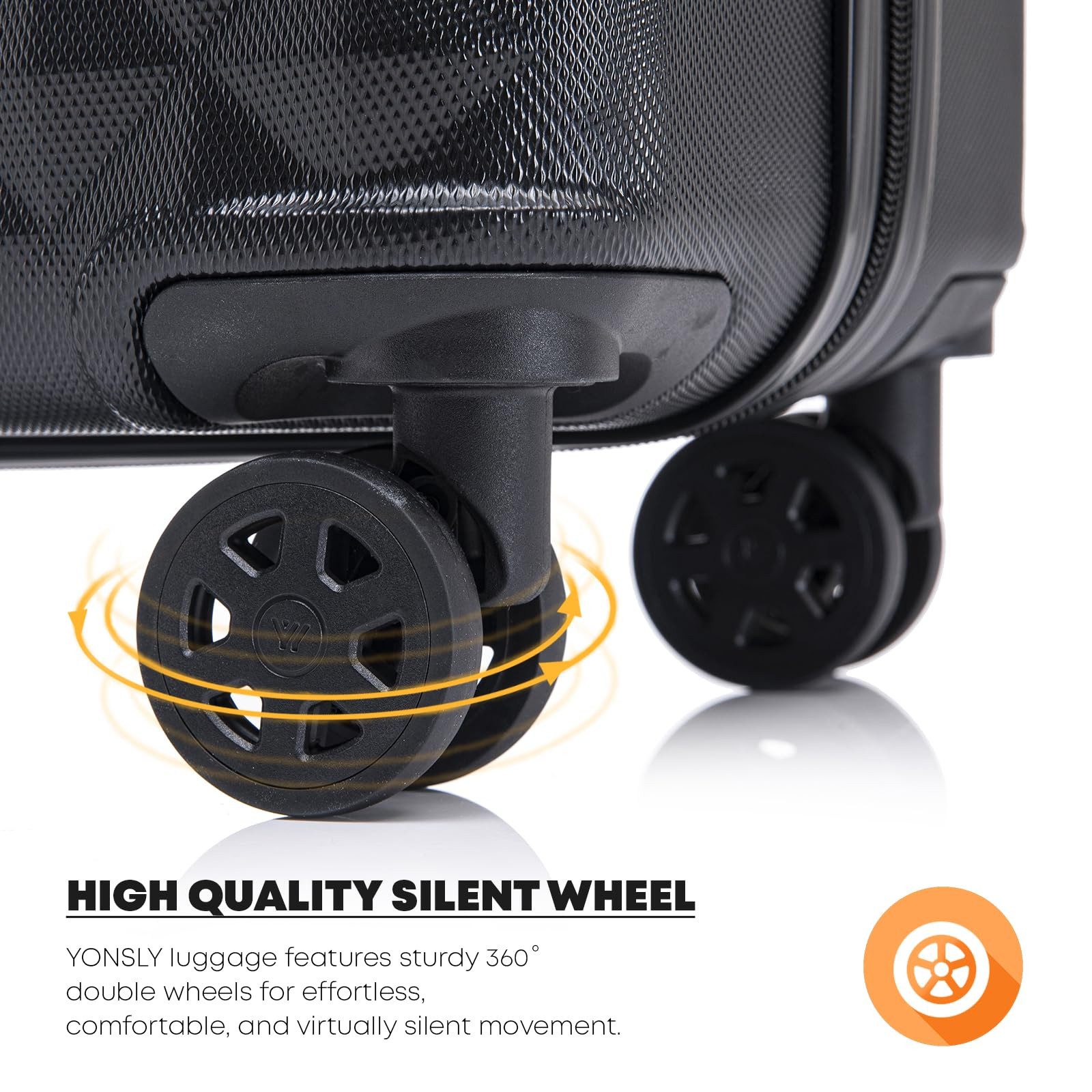 YONSLY Hartschalen-Trolley Reisekoffer Trolley Hartschalenkoffer Rollkoffer mit 4 Rollen, 4 Rollen, ABS und Aluminium, Zahlenschloss, 360°-Doppelrollen, Gummigr – Bild 4 von 5
