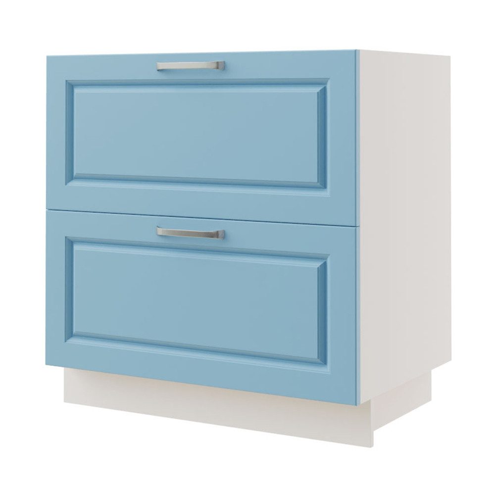 Feldmann-Wohnen Unterschrank Pescara (Pescara, 1-St) 80cm Front- und Korpusfarbe wählbar mit 2 Schubladen (Teilauszug)