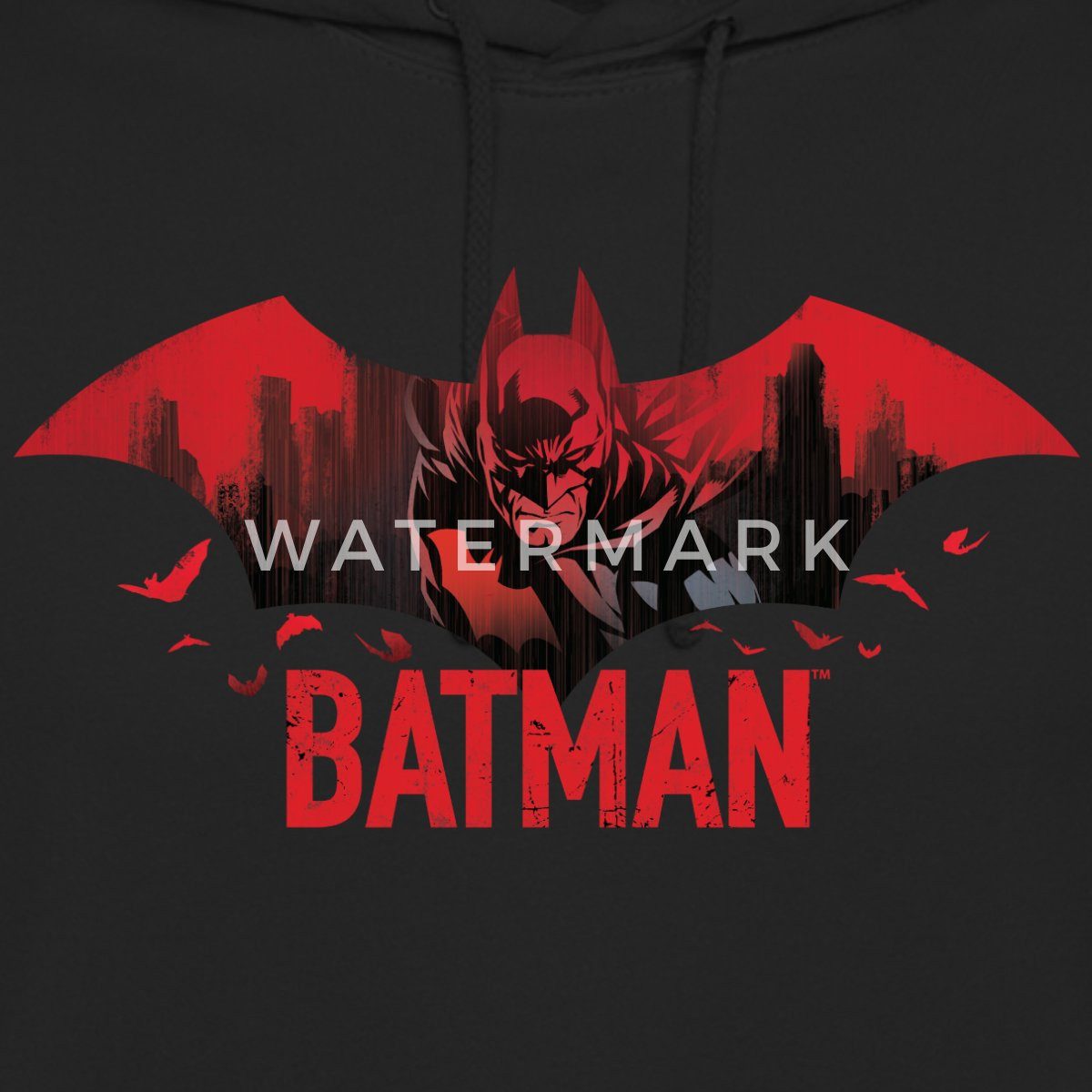Spreadshirt Hoodie Batman Mit Fledermäusen Und Rotem Batman-Logo Unisex Hoodie (1-tlg)