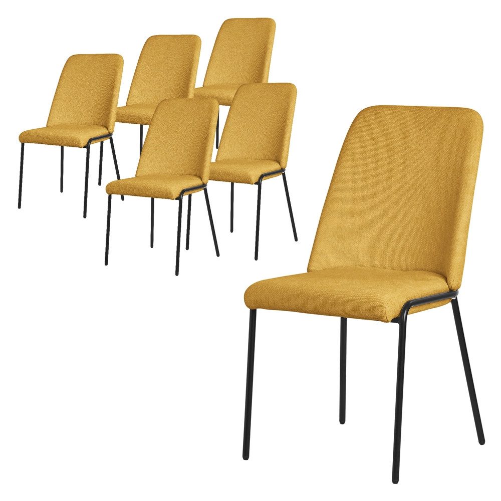 ML-DESIGN Polsterstuhl Esszimmerstühle mit Rückenlehne moderne Design Lounge Küchenstühle (6 St), Esstischstühle 6er Set Senf Küchenstuhl Stahl Polyester bis 120 kg