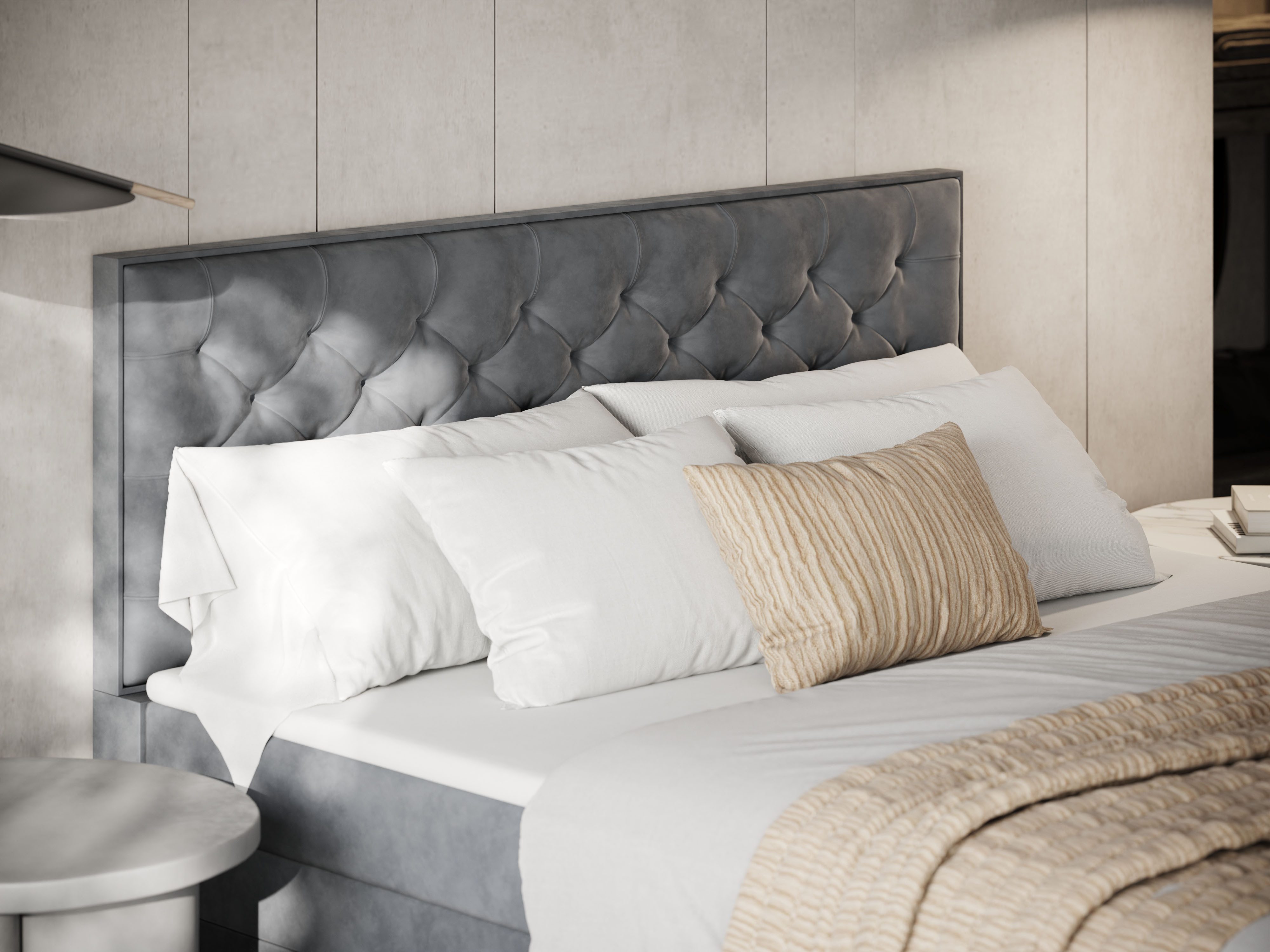 FORTE Boxspringbett Lanciano Max inkl. zwei Bettkästen und Kaltschaum Topper, und einer 7-Zonen-Tonnentaschenfederkernmatratze H2/H3 – Bild 4 von 5