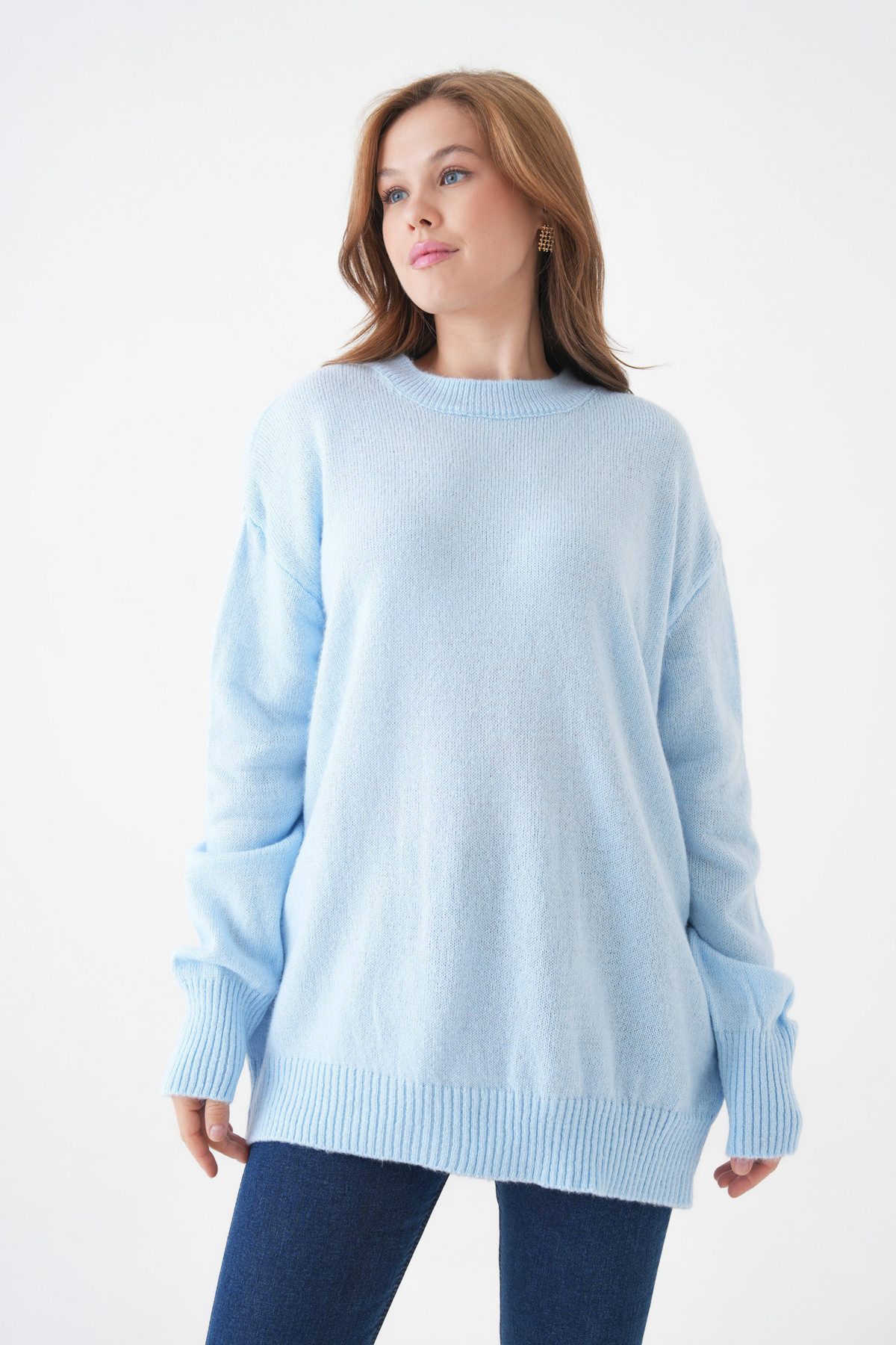 Sweater Oversize-Pullover mit Rundhalsausschnitt