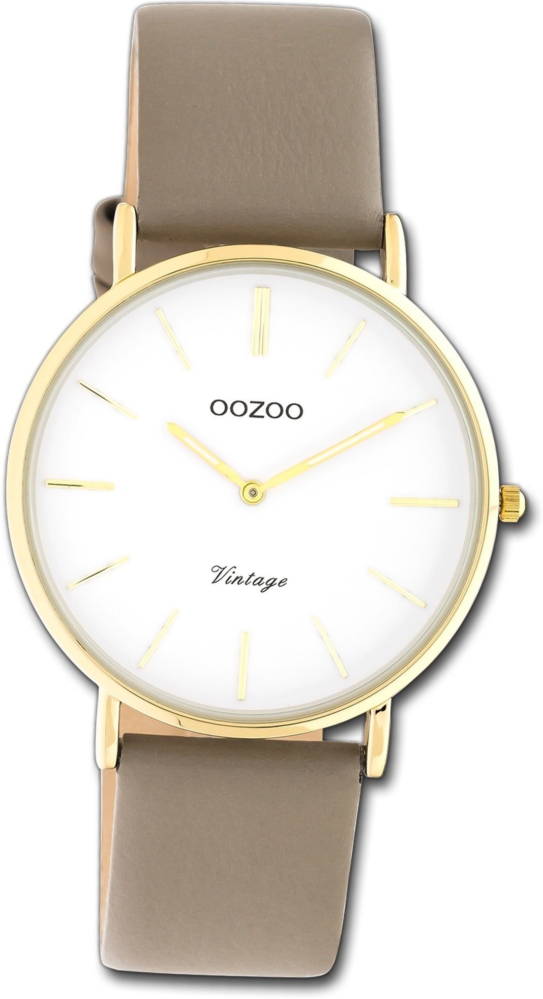 OOZOO Quarzuhr Ultra (ca. mittel Armbanduhr Lederarmband braun, Oozoo 36mm) rundes Damenuhr Gehäuse, Slim, Damen