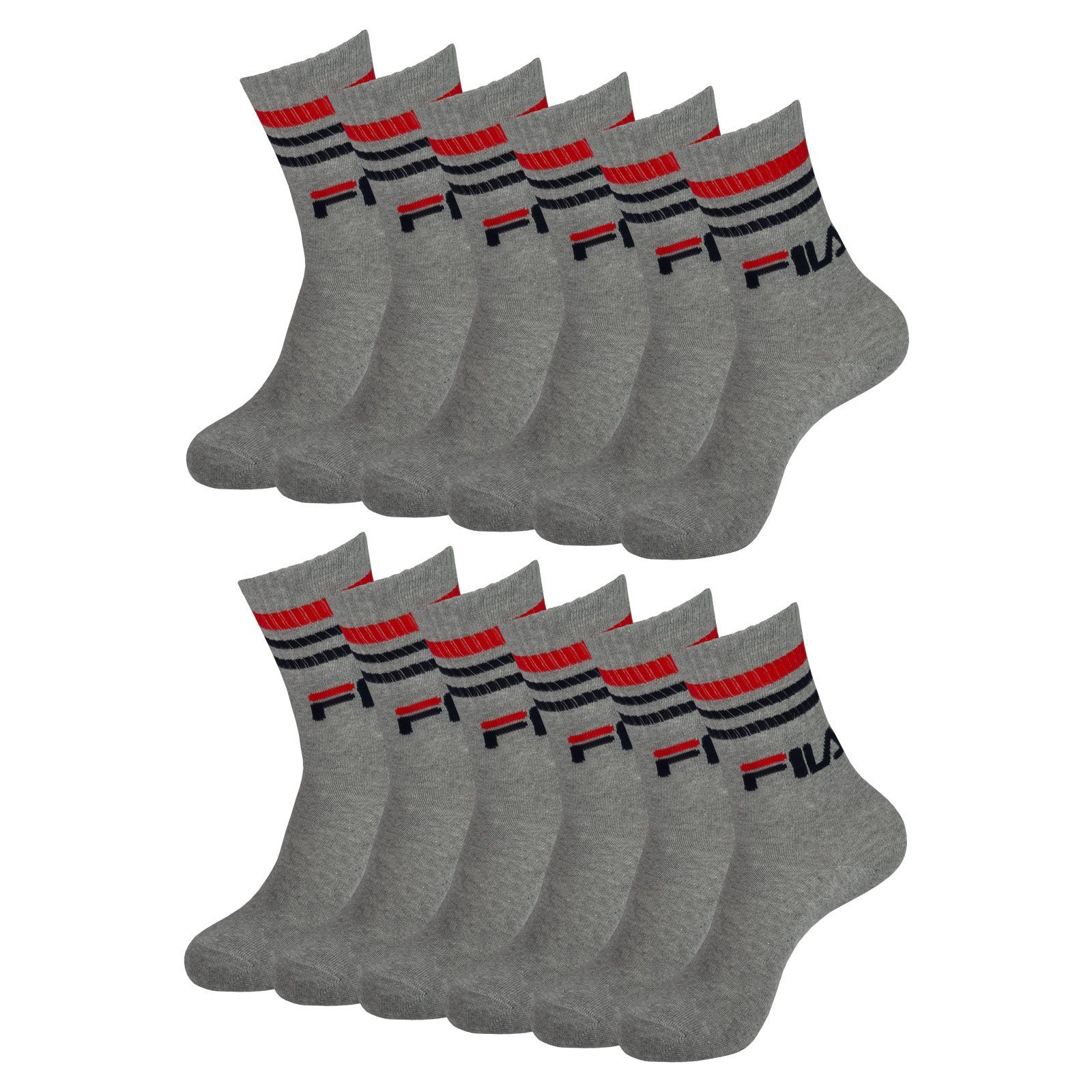 Fila Langsocken Crow Socks Calze (6-Paar) im sportlichen Retrolook mit Rippbündchen 400 grey