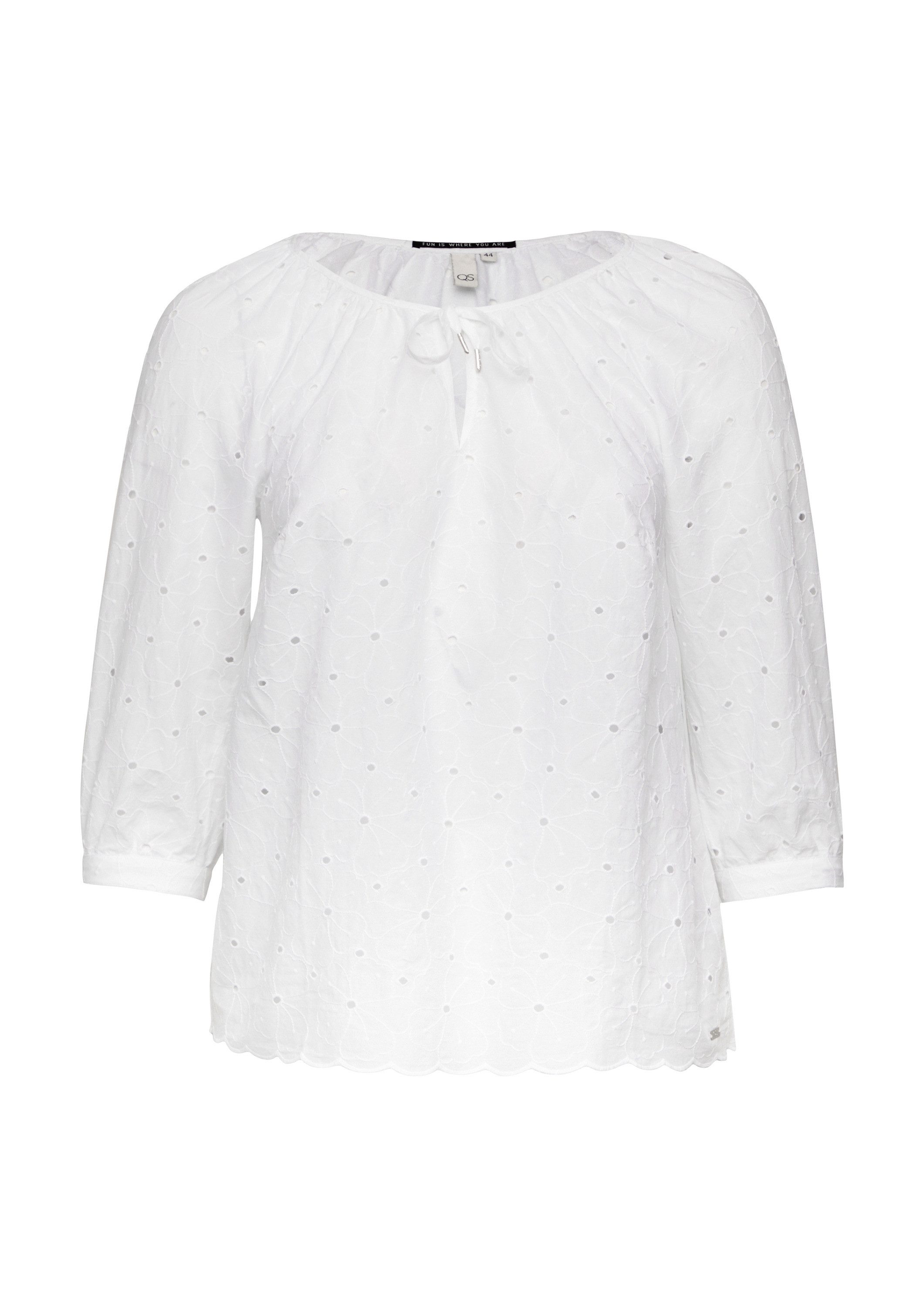 QS Kurzarmbluse Bluse Bluse mit Raffung