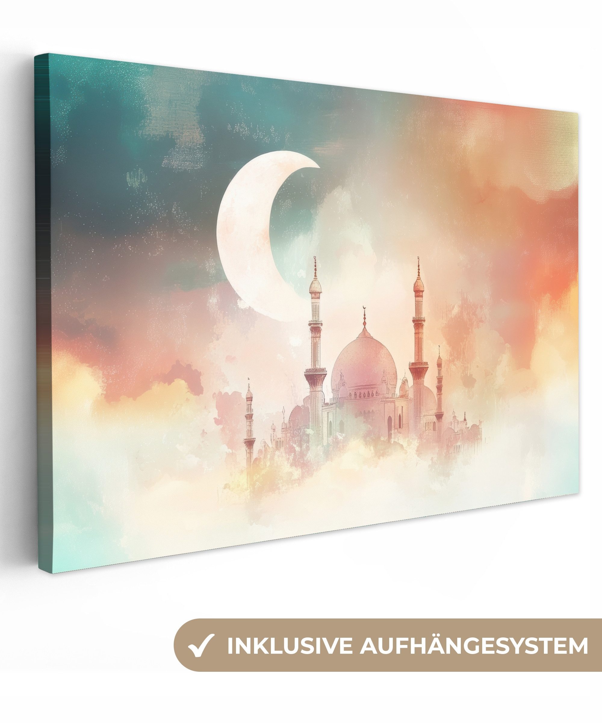 OneMillionCanvasses® Leinwandbild Moschee - Bunte Wolken - Arabisch - Ramad günstig online kaufen