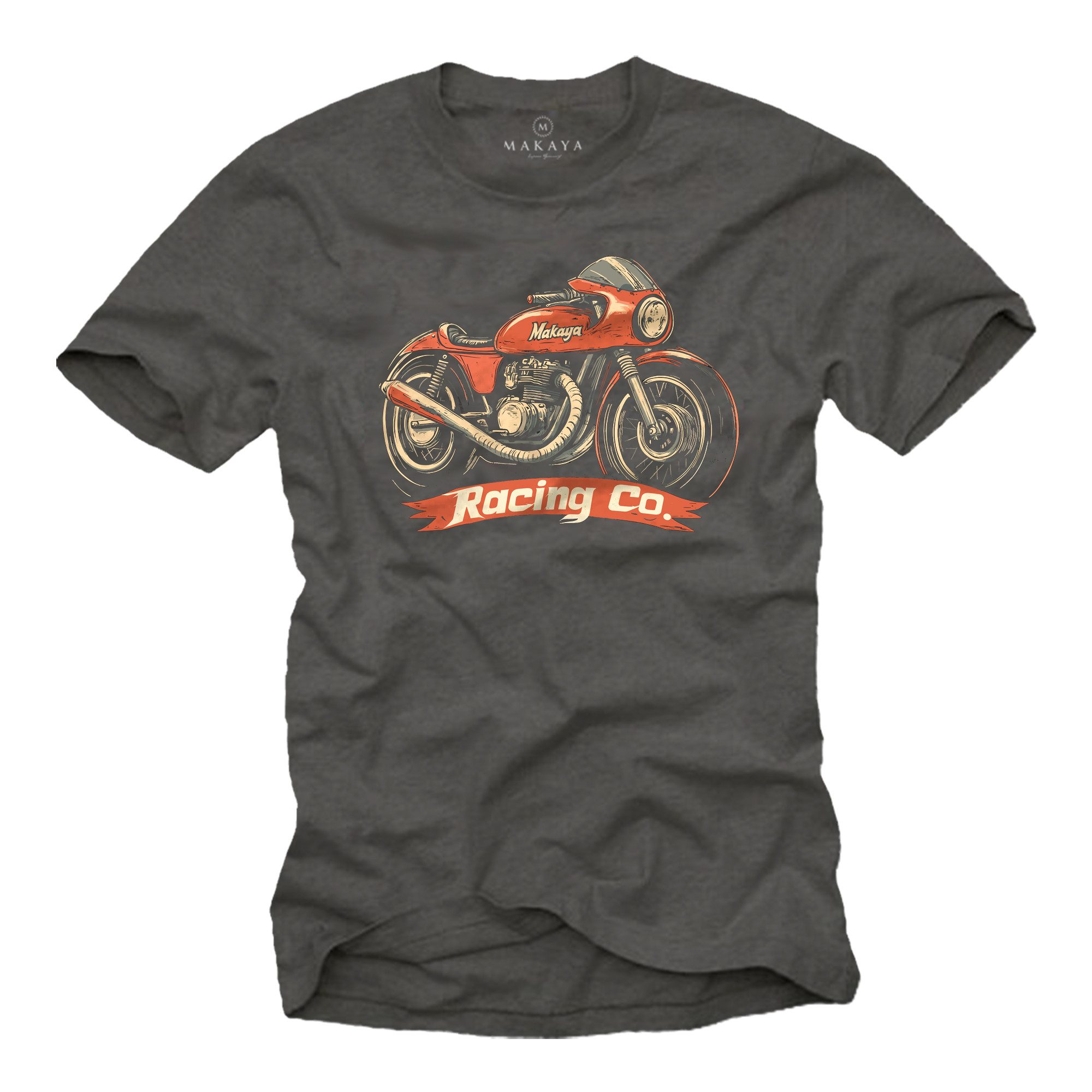MAKAYA T-Shirt Bikershirt für Herren – Vintage Motorrad Design & Geschenkidee (Schwarz, Blau, Grün, Blaugrau, Grau, S, M, L, XL, XXL, XXXL, XXXXL, XXXXXL) Baumwolle