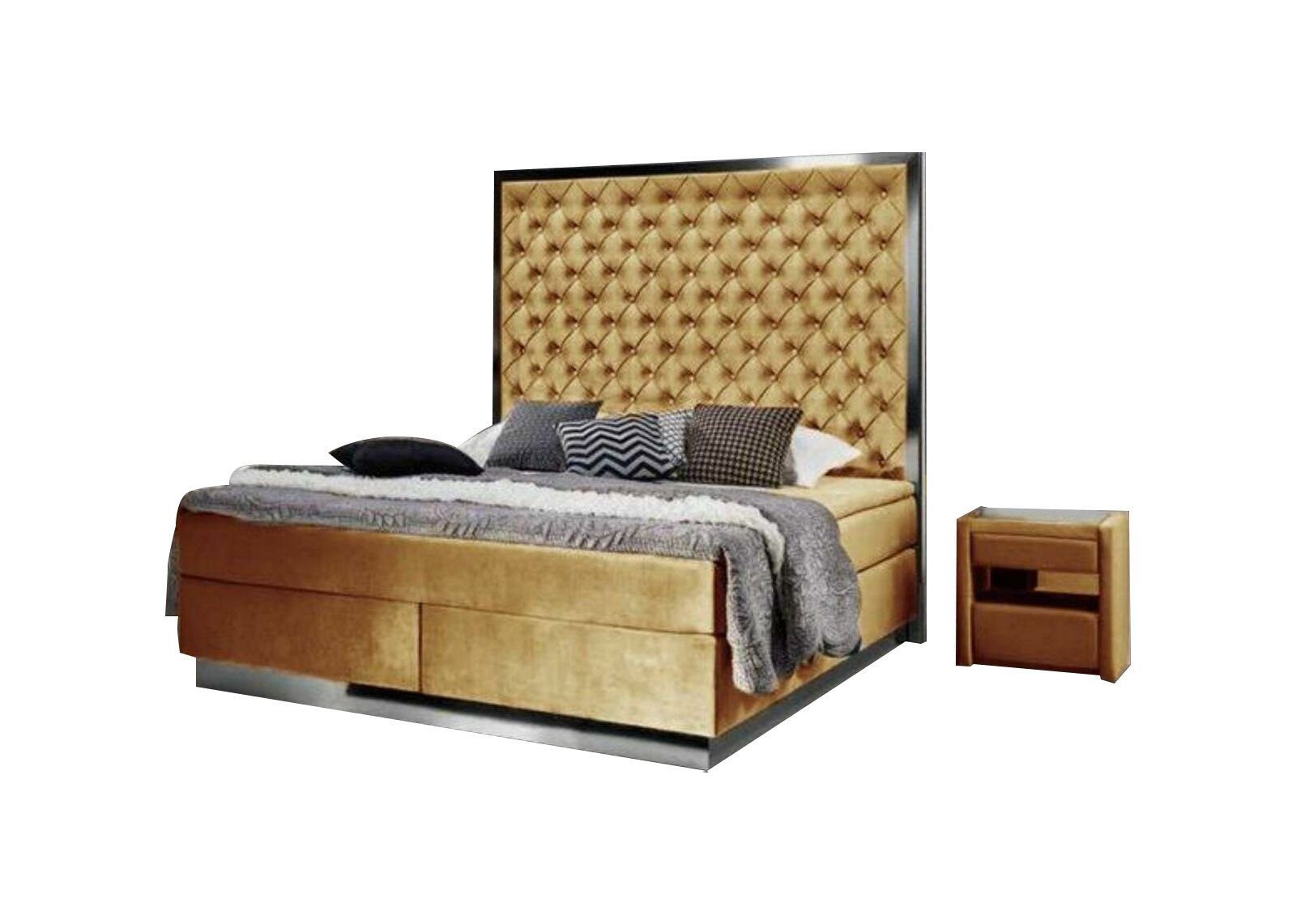 Xlmoebel Boxspringbett Luxus Bett mit Edelstahl-Design, Schlafzimmer Möbel, Neu (Bett), Hergestellt in Europa
