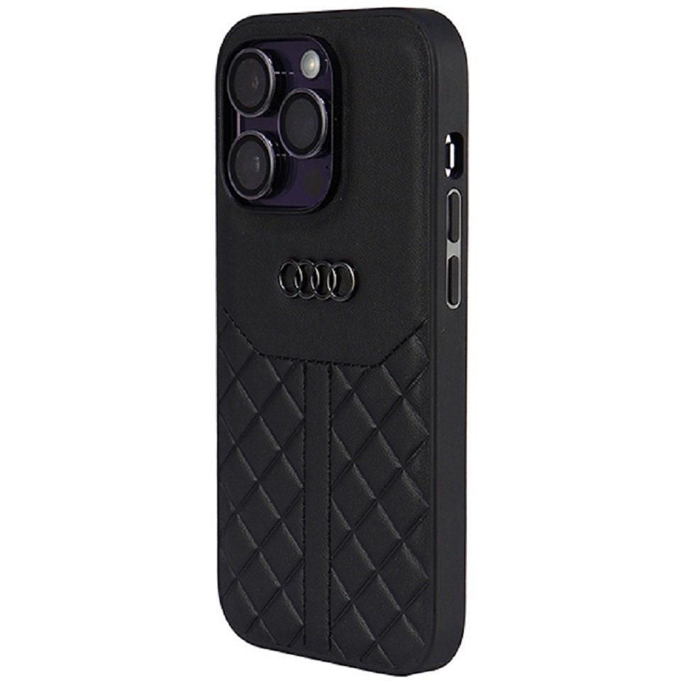 Audi Handyhülle Case iPhone 14 Pro Serie Q8 schwarz Echtleder Logo 6,1 Zoll, Kantenschutz