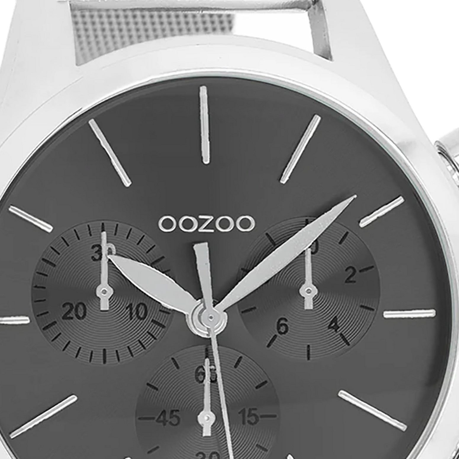 OOZOO Quarzuhr Oozoo Damen Armbanduhr silber Analog, (Analoguhr), Damenuhr rund, groß (ca. 45mm) Metallarmband, Elegant-Style