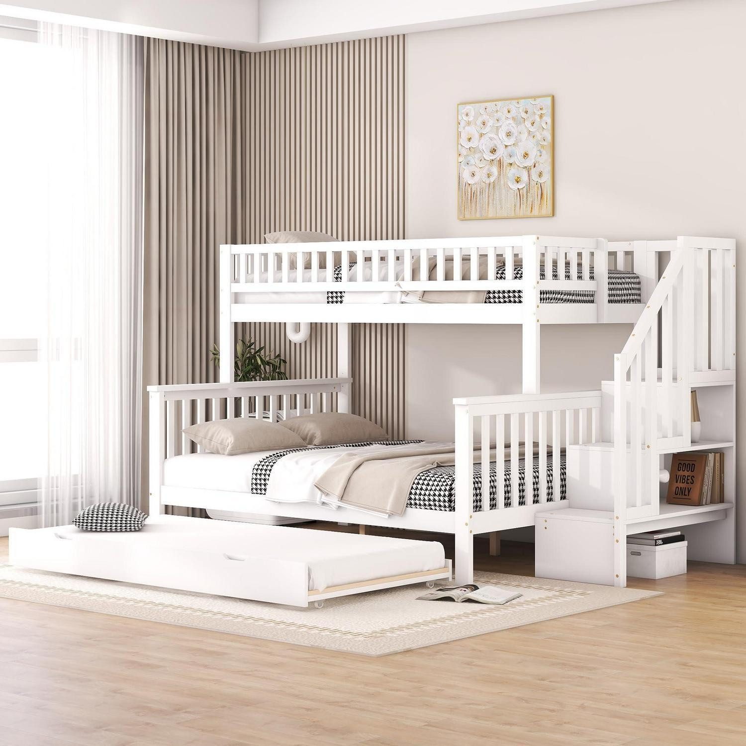 LuxusKollektion Etagenbett Etagenbett 90x200 & 140x200 mit Rollbett (1-St)