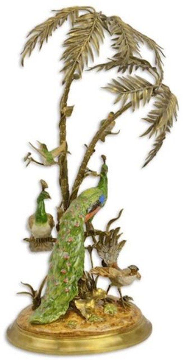 Deko - Porzellan Gold x Bronze 39 79,5 Dekofigur Luxus - Padrino mit Deko x exotischen Palme Accessoires Vögeln Mehrfarbig / cm H. Casa Deko 42 Wohnzimmer
