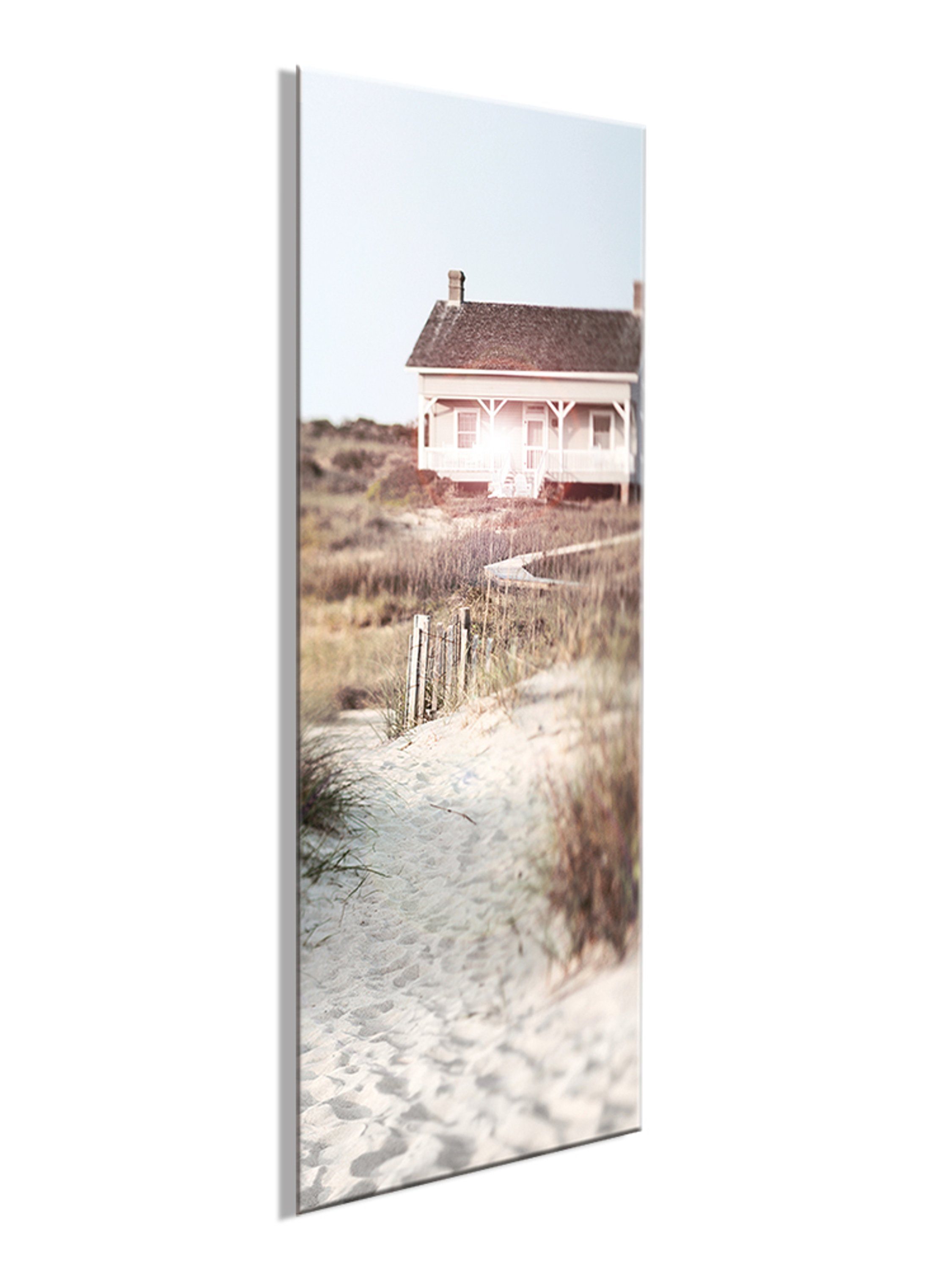 Landschaft Meer Bild artissimo I Glasbild Strand Weg Strand Haus, Landschaft: Glas aus 30x80cm / zum Glasbild Meer