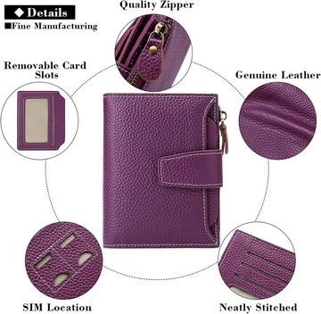 SENDEFN Geldbörse (Damen Groß Vintage Leder Geldbörse, Damen Portemonnaie mit RFID Schutz), Frauen Echtes Leder,mit 14 Kartenfäche