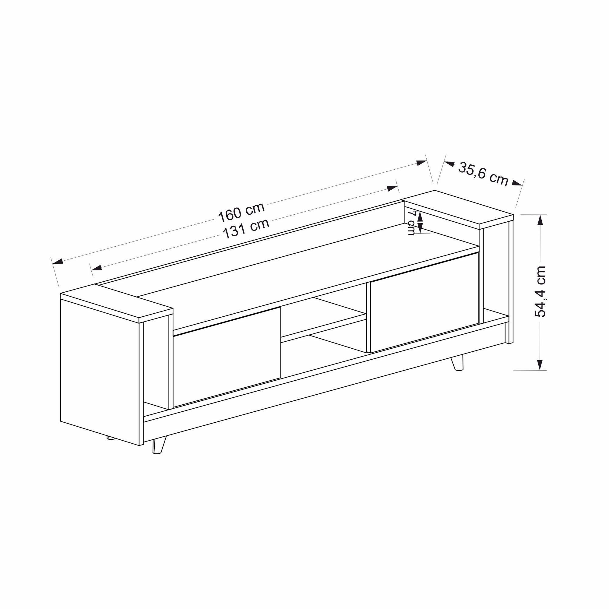 Schränke, Melaminbeschichtete TV-Schrank Partikelplatte cm, Decor 100% Skye 54,4x160x35,6