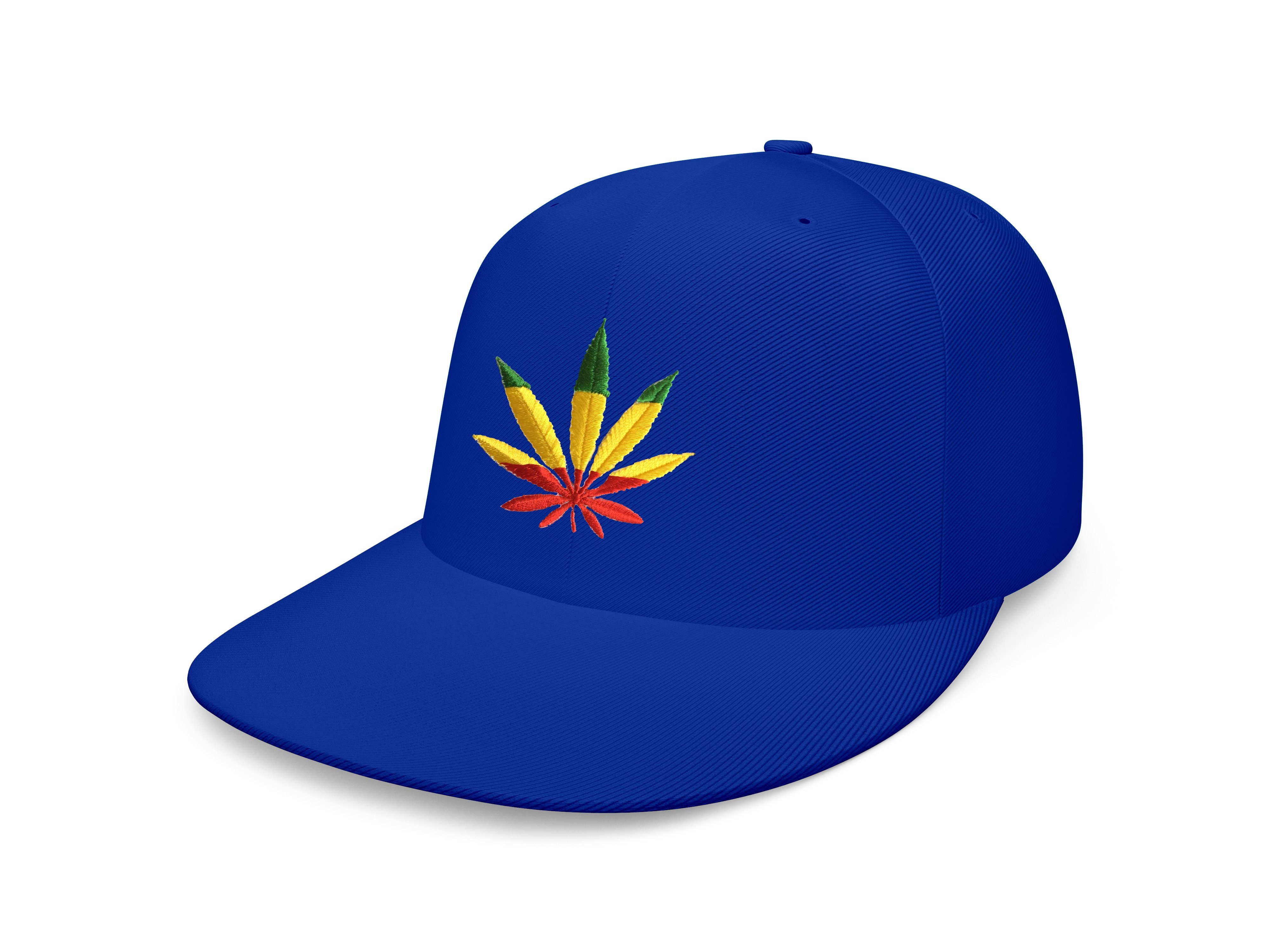 Blondie & Brownie Beanie Unisex Erwachsene Cannabis Reggae Jamaica Gras Patch Stick Royalblau