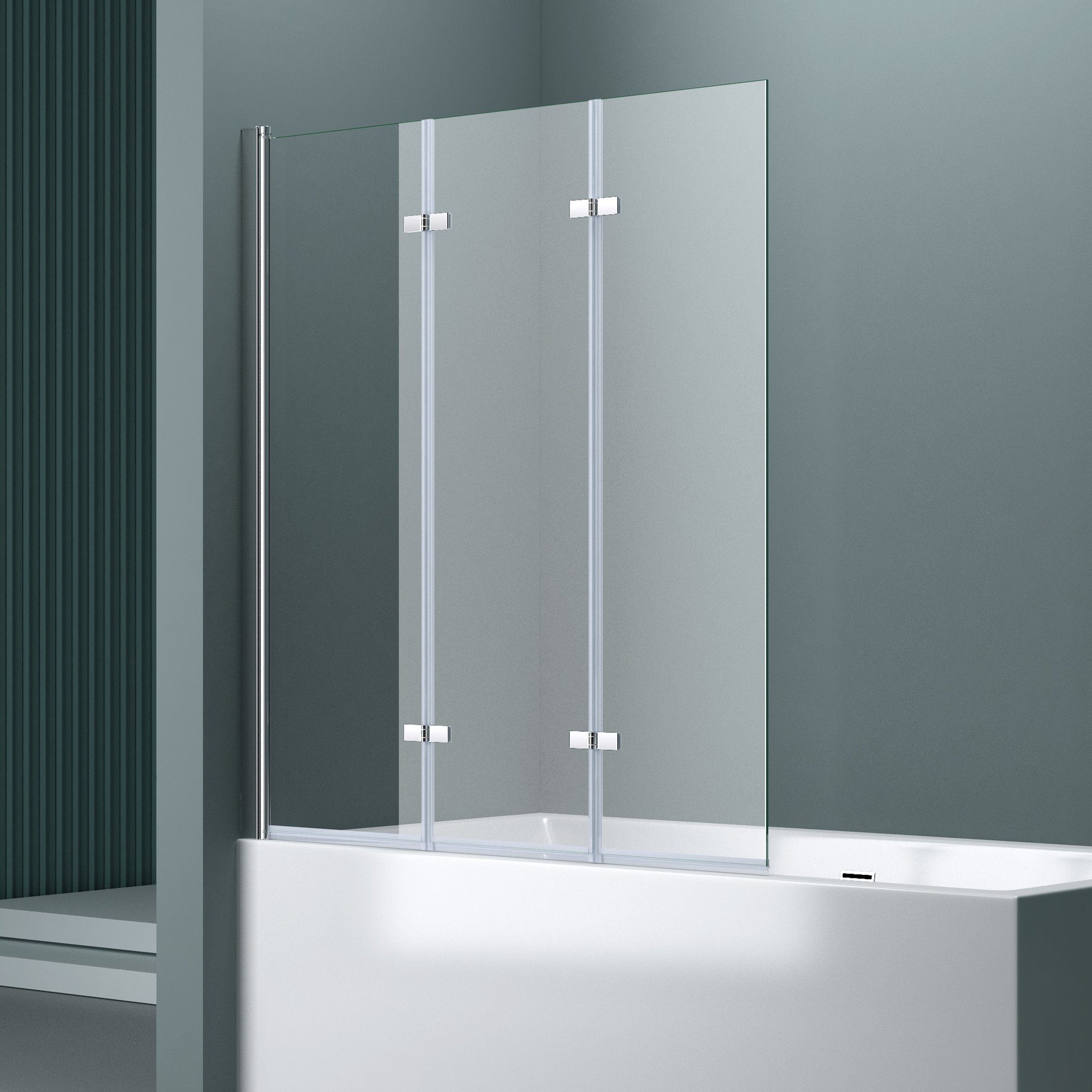 doporro Duschwand für Badewanne Badewannenaufsatz inkl. Nano-Versiegelung 6mm ESG-Glas, 6mm Einscheibensicherheitsglas, Selbstreinigende Nano-Beschichtung