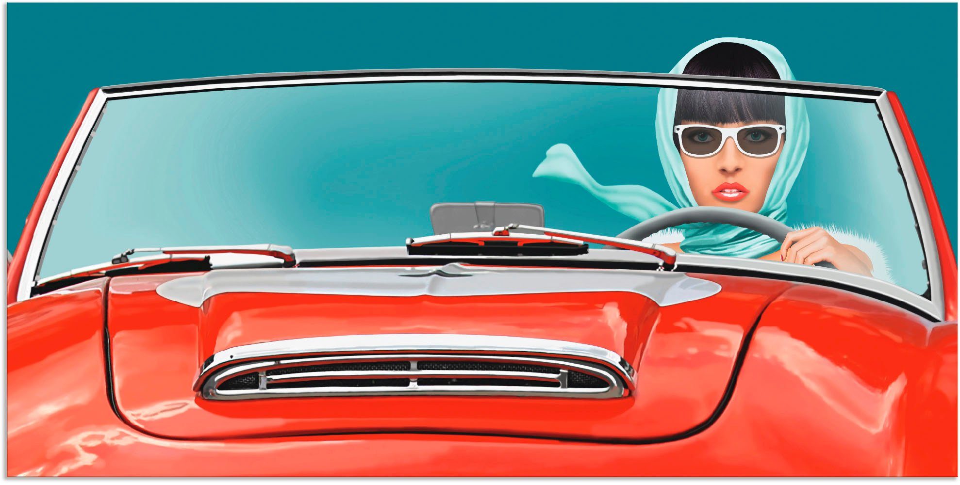 Artland Wandbild Die Cabrio Fahrerin, Auto (1 St), als Alubild, Leinwandbild, Wandaufkleber oder Poster in versch. Größen | Poster