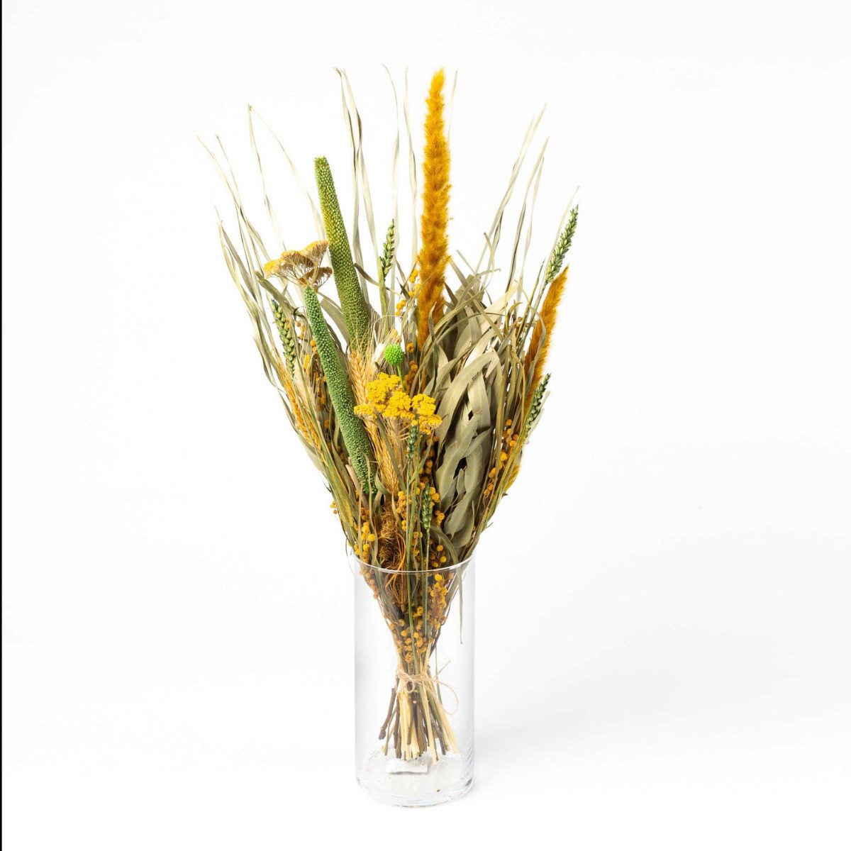 Trockenblume Trockenblumenstrauß Eleanor mit Rispen, gelb-grün, 65 cm, Ø14 cm, artplants, Höhe 65.0 cm