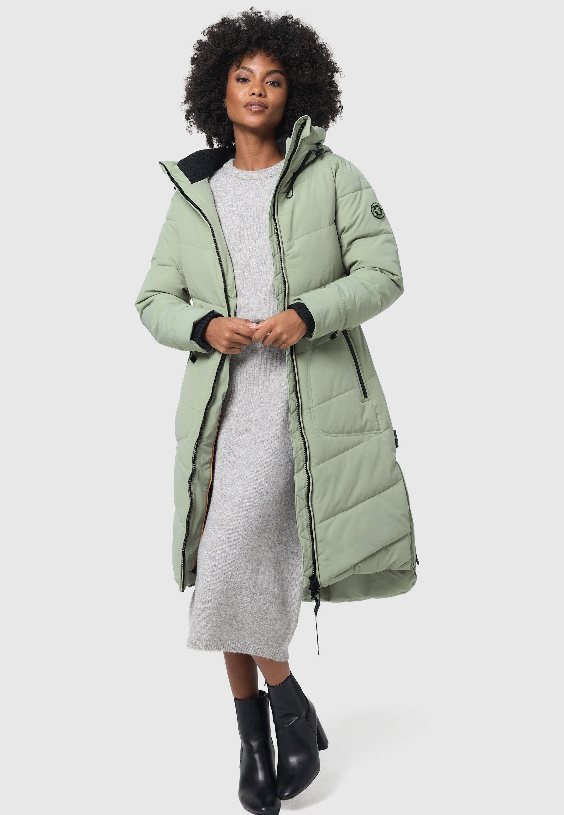 Marikoo Winterjacke Benikoo Winter Smokey Mint gesteppt Mantel langer