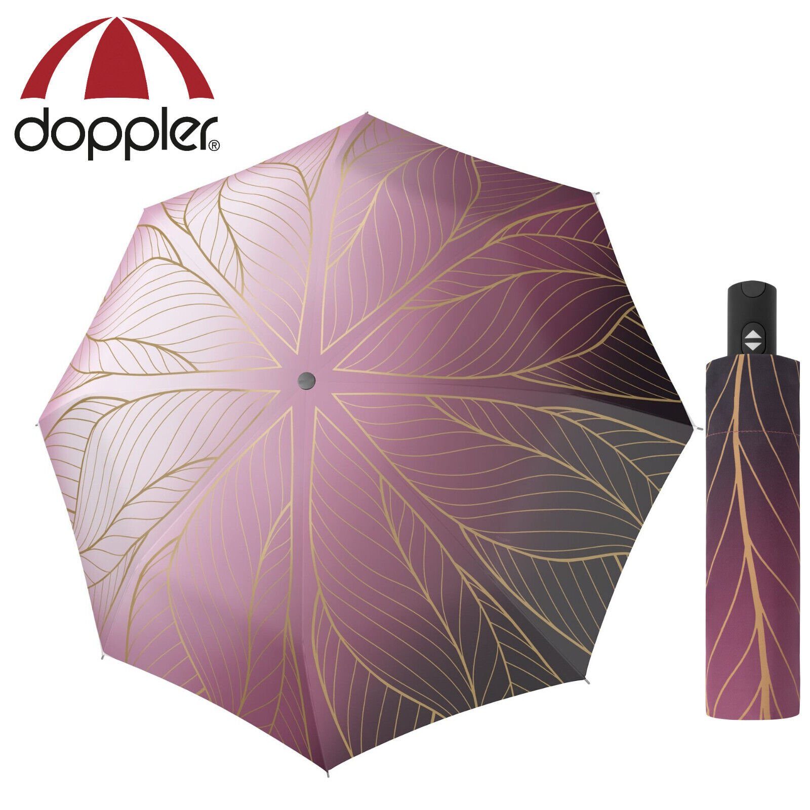 doppler® Taschenregenschirm Regenschirm magic carbonsteel sturmsicher bis 150km/h Golden Berry