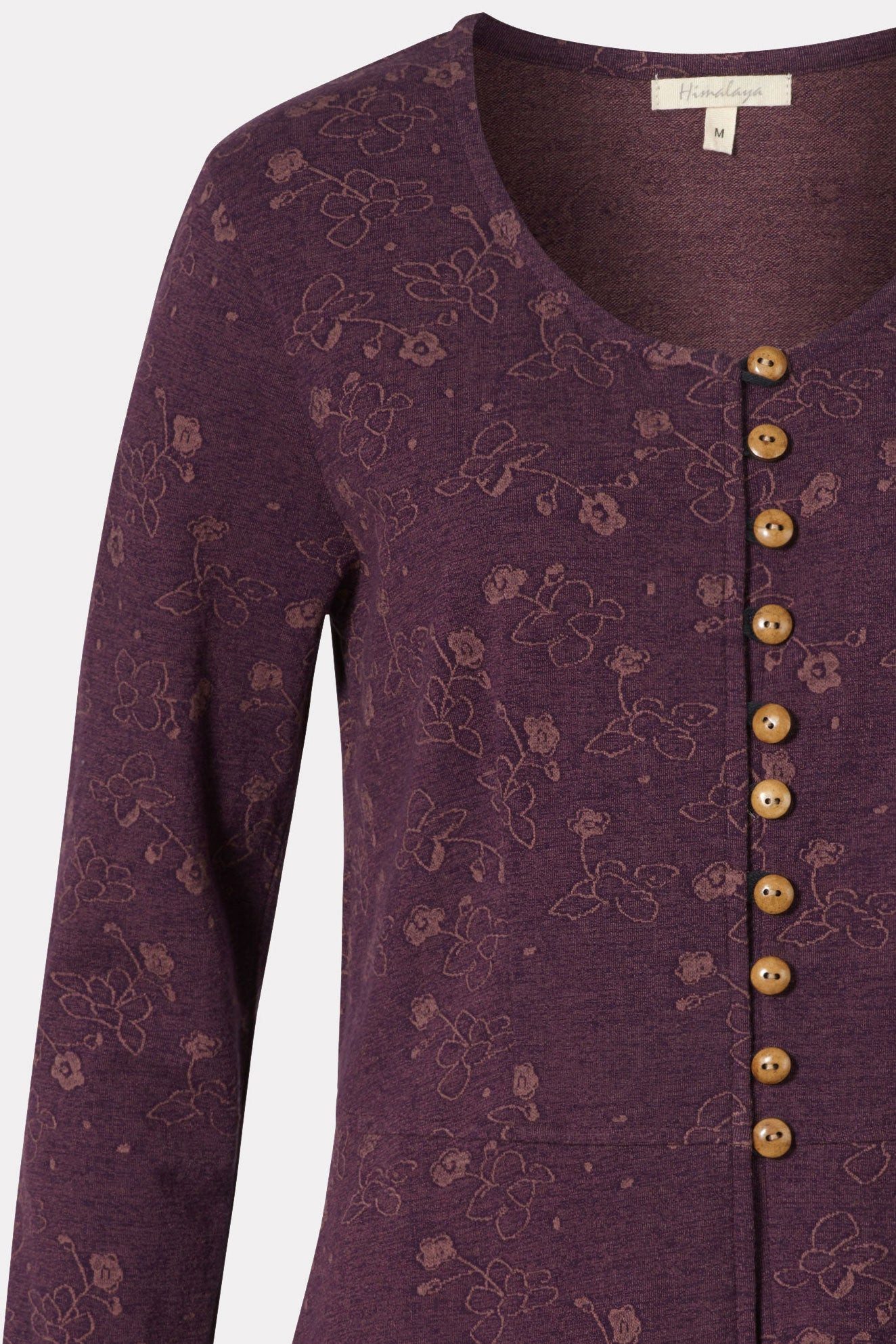 Himalaya Clothing Wolljacke Elegante Jacke Damen mit floralem Jacquardmuster aus Bio-Baumwolle Harmonischer Cardigan mit hohem Tragekomfort