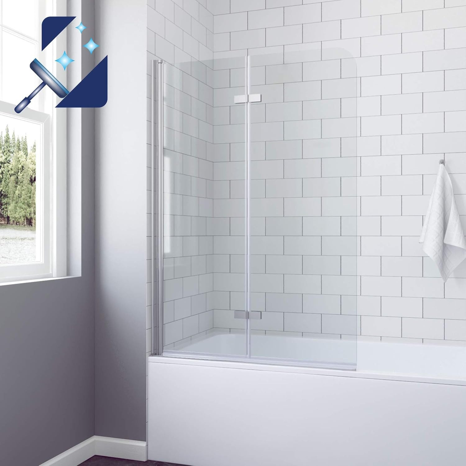 AQUABATOS Badewannenaufsatz Badewannenaufsatz Duschwand Duschabtrennung faltbar